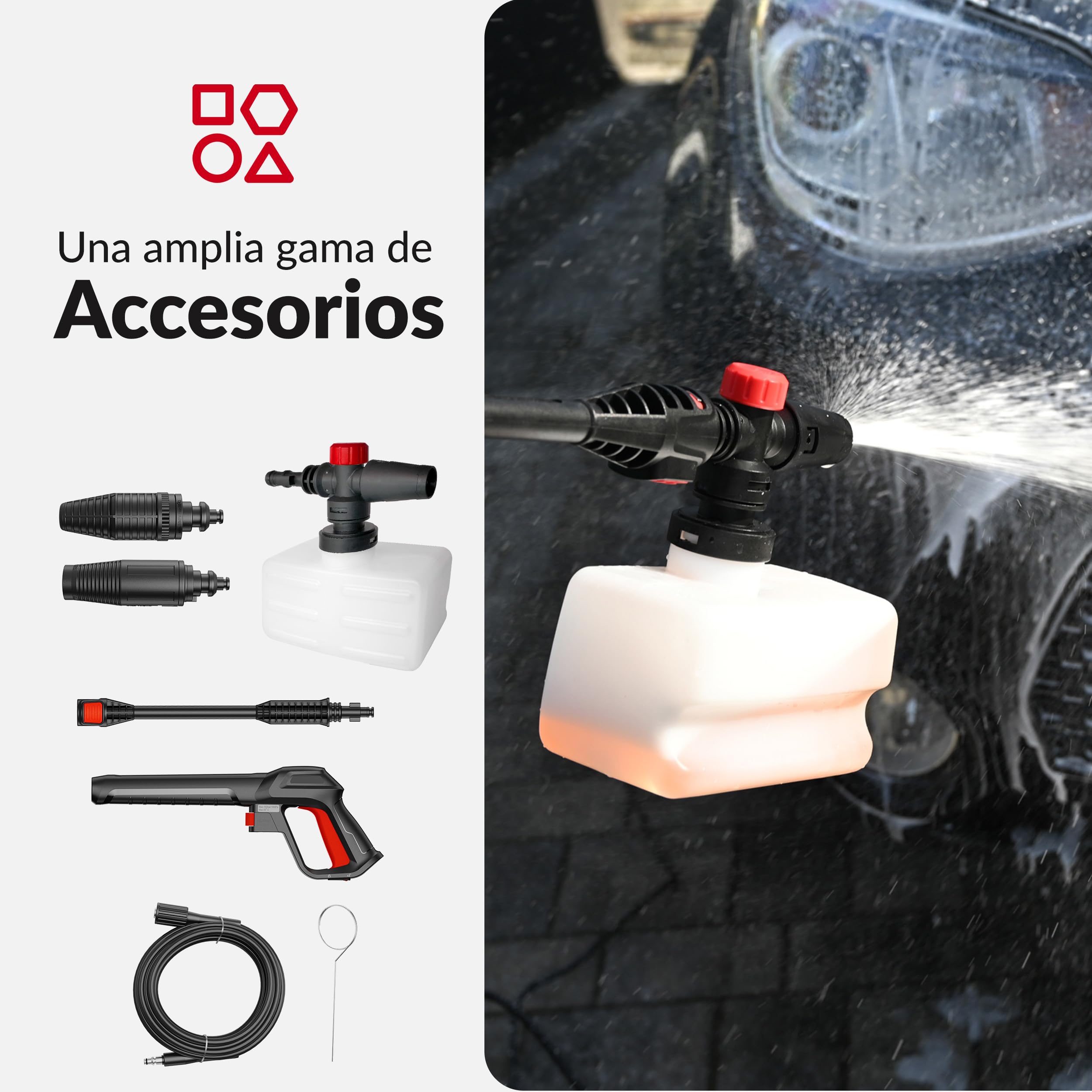 Lehmann Hidrolimpiadora de Alta Presion Hudson, 1800W, Presión Máx. de 220 Bares, 450 l/h, Bomba de Aluminio, Manguera de Alta Presión de 5 m, Limpiadora de Superficies Compacta