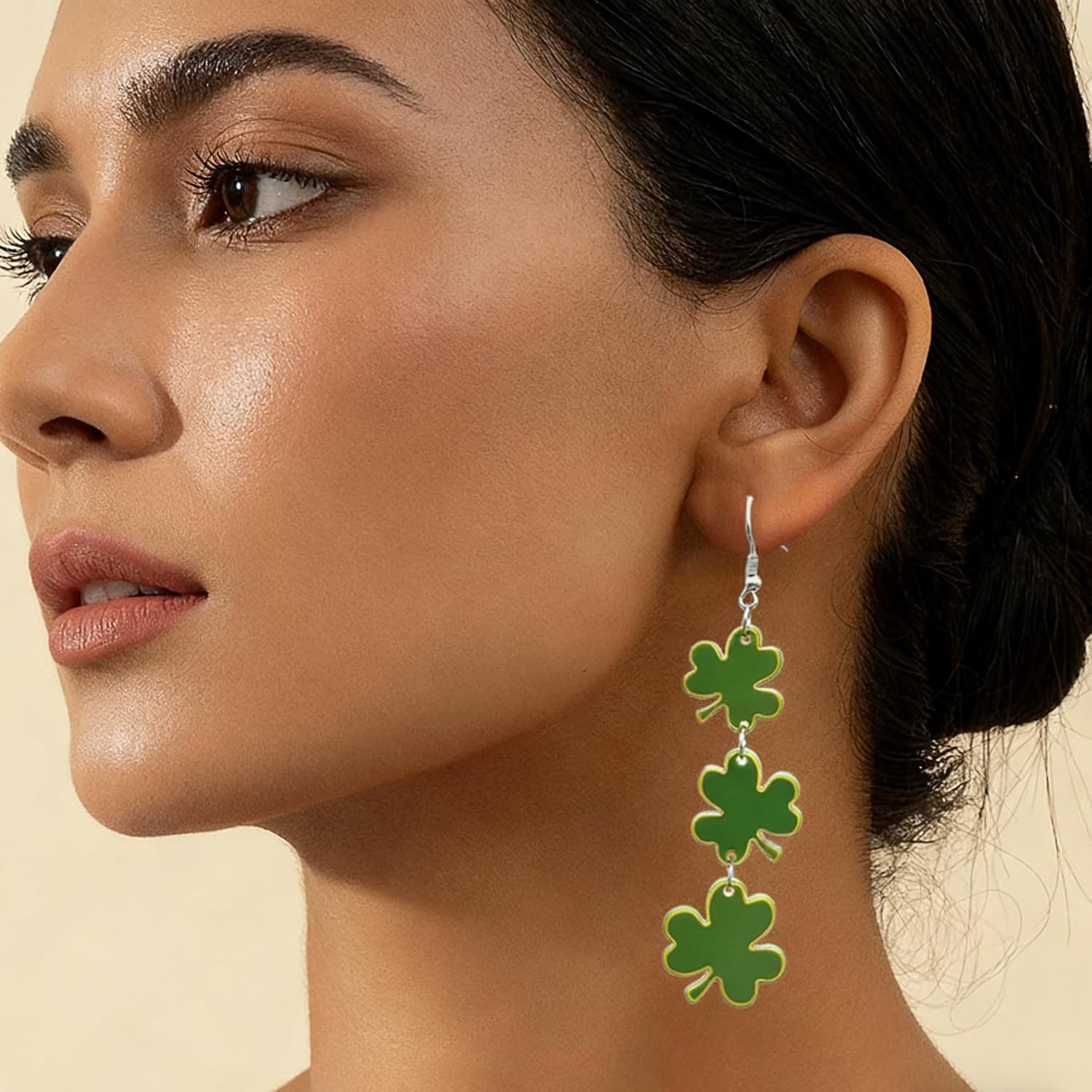 St. Patrick's Day Earrings for Women Cute Green Shamrock Dangle Earrings Irish Festival St. Patrick's Day Acrylic Clover Earing Trendy Accessories Jewelry Gift - Image 5