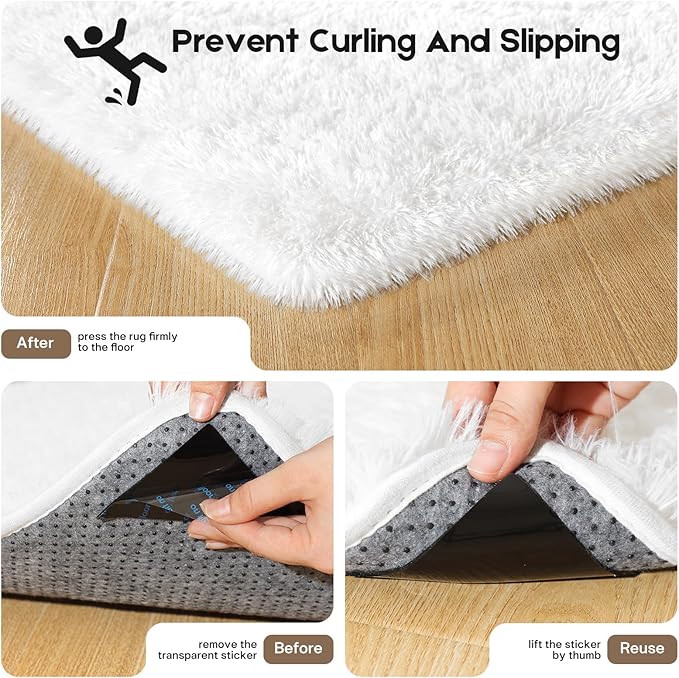 Tapete Mhyup 2x3 Blanco Crema Suave para Sala Dormitorio miniatura 2