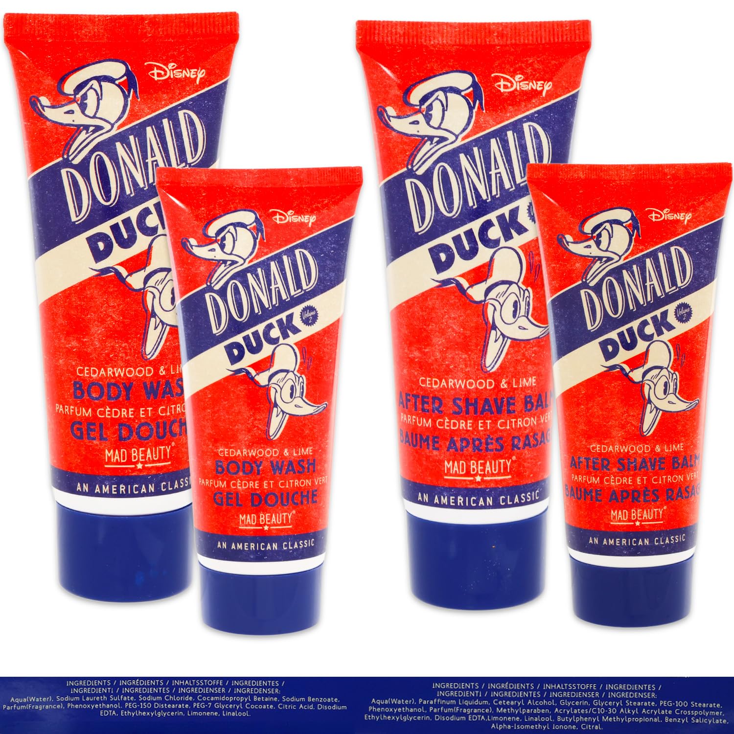 Donald Duck Bathroom Shower Set for Men - Bundle with Body Wash, After Shave Balm, Loofah, Storage Bag, Bar Soap, and More | Disney Donald Duck Mens Shower Kit