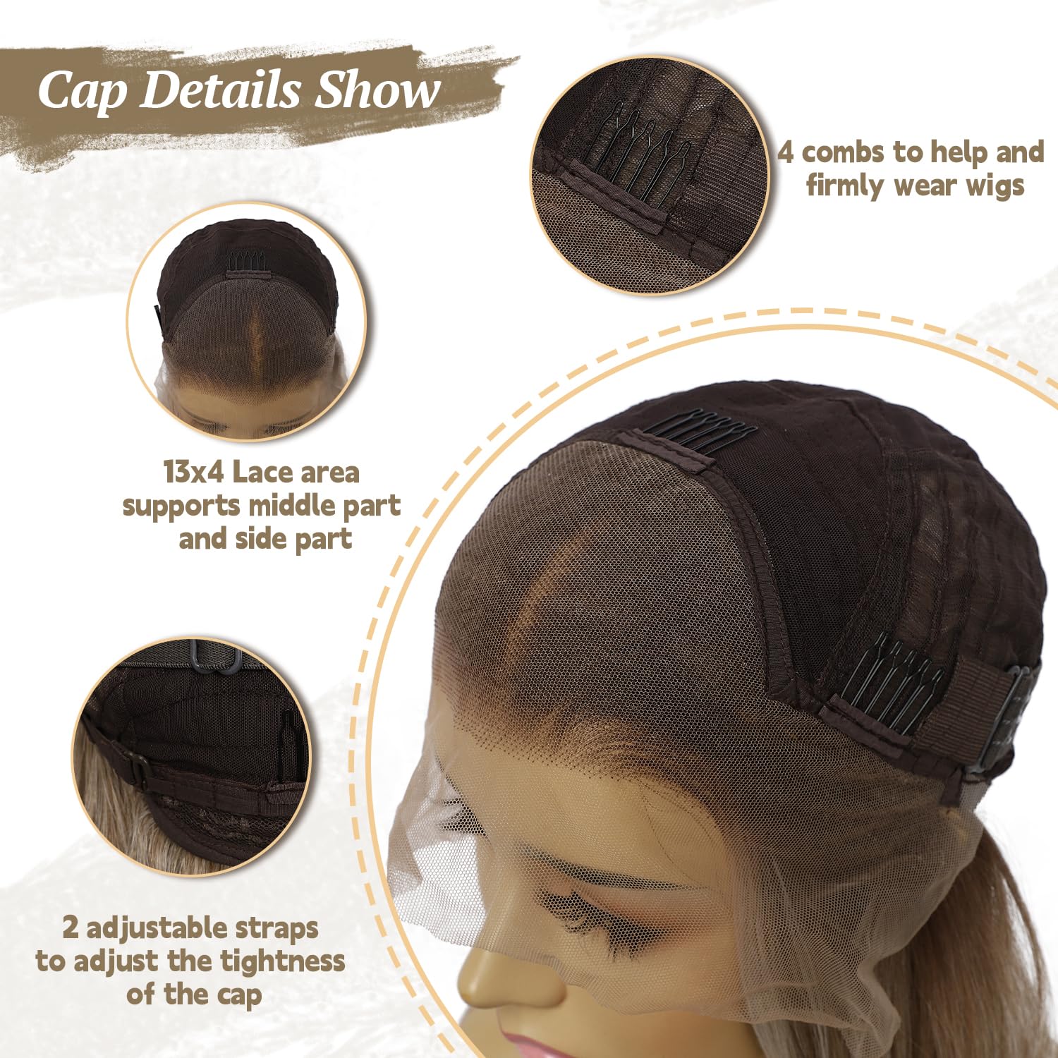 Sapphirewigs Grigio 13x4 parrucca anteriore in pizzo sintetico onda del corpo Parrucca Partito Data Indossare quotidianamente Parrucca dall'aspetto naturale 26 pollici