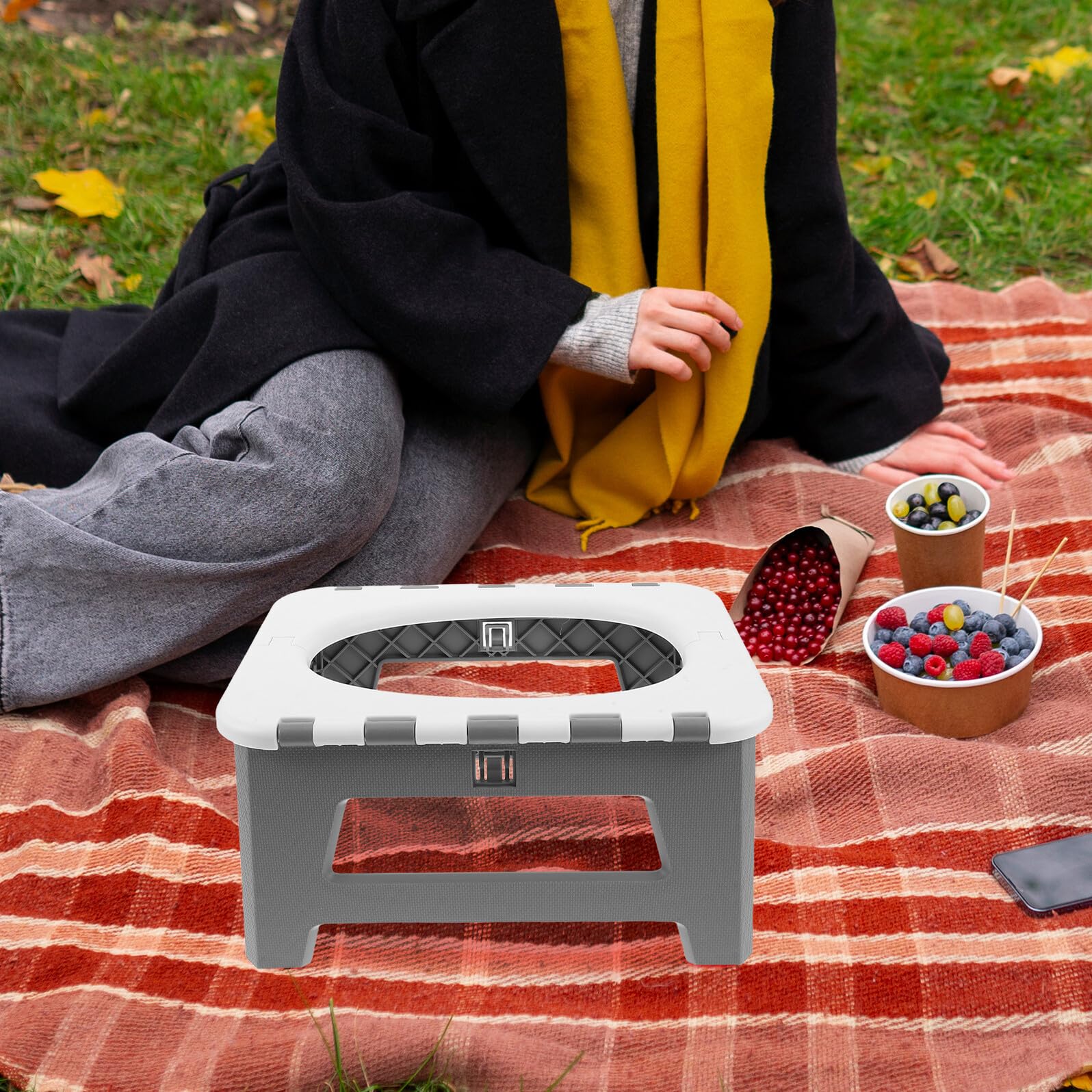 Didiseaon Inodoro Portátil Plegable para Adultos Asiento Compacto Gris Pequeño Orinal para Camping y Baño de Emergencia Adecuado para Viajes por Carretera y Actividades al Aire Libre