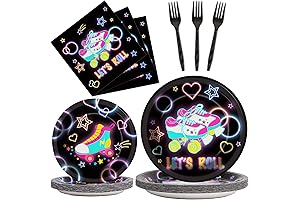 96-Piece Retro Roller Skating Party Tableware Set