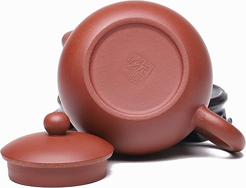 Miniatura 4 de Fine Yixing - Tetera de arcilla genuina, tetera china hecha a mano, 7.8 onzas con filtro, infundir té Kungfu (Xishi, Yixing Zhuni Red Clay)
