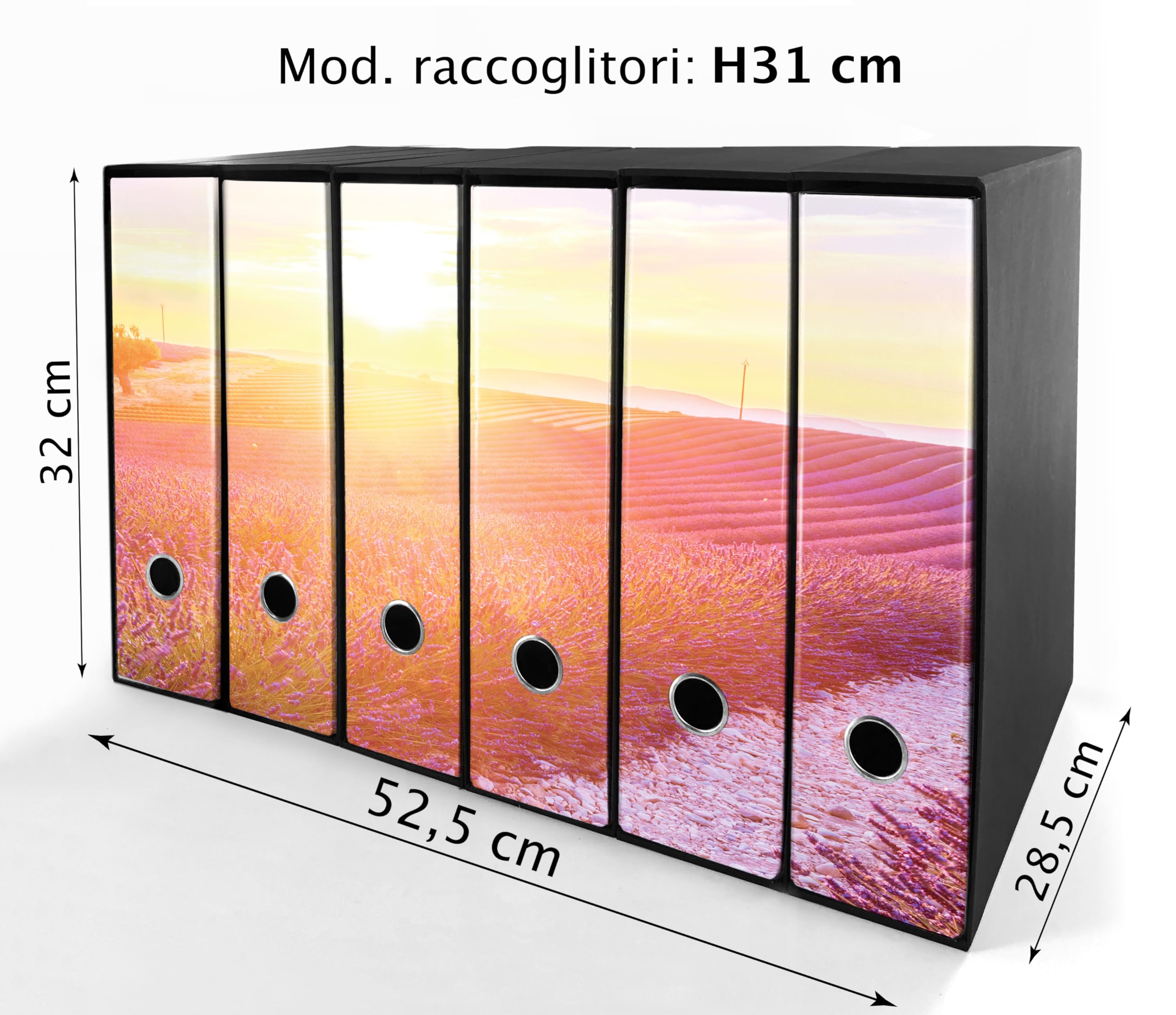 Set da 6 raccoglitori ad anelli - LAVANDA al TRAMONTO (H31 cm con 4 anelli)