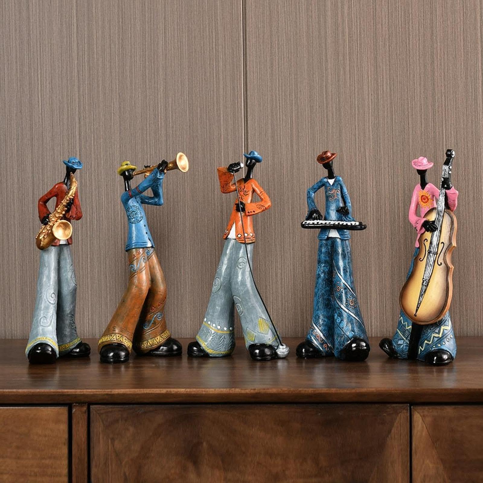 Statue di gruppi rock, sculture di musicisti estetici, statuette di musicisti, set di ornamenti in resina, scelta regalo per gli amanti della musica,