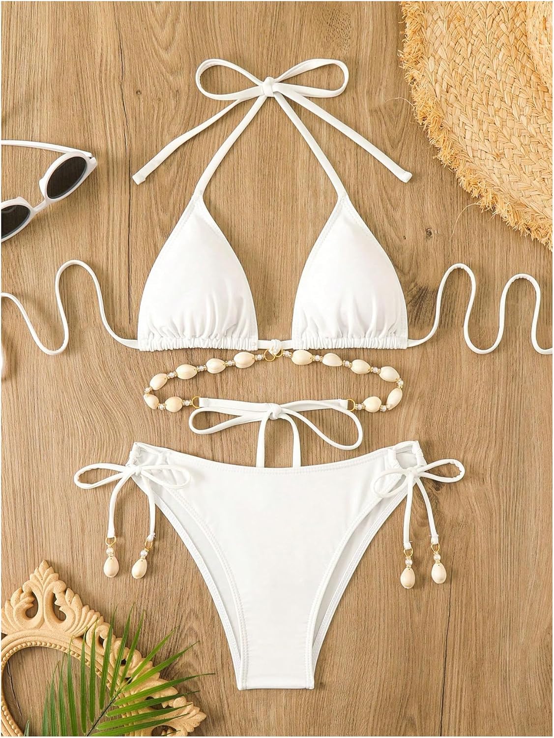 Women's Triangle Bikini Sets Cheeky Y2K Halter 2 Piece Bikini Swimsuits Boho String Bathing Suit - Image 3