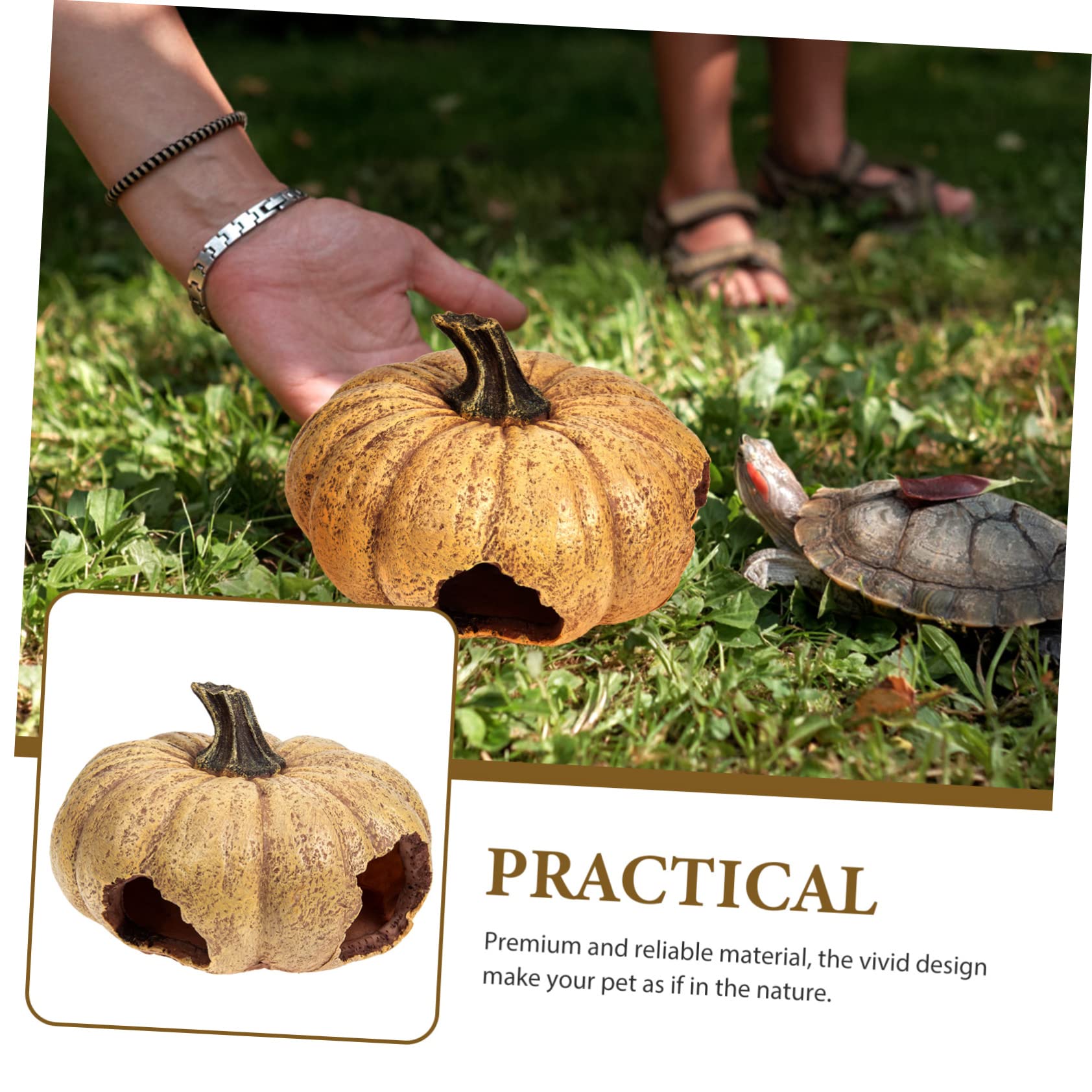 Decorativa Caverna Per Rettili Finta Forma Di Zucca Rifugio Delicato Per Terrario Nascondiglio Multifunzionale Per Animali Esotici e Betta Design Realistico Per Decorazioni