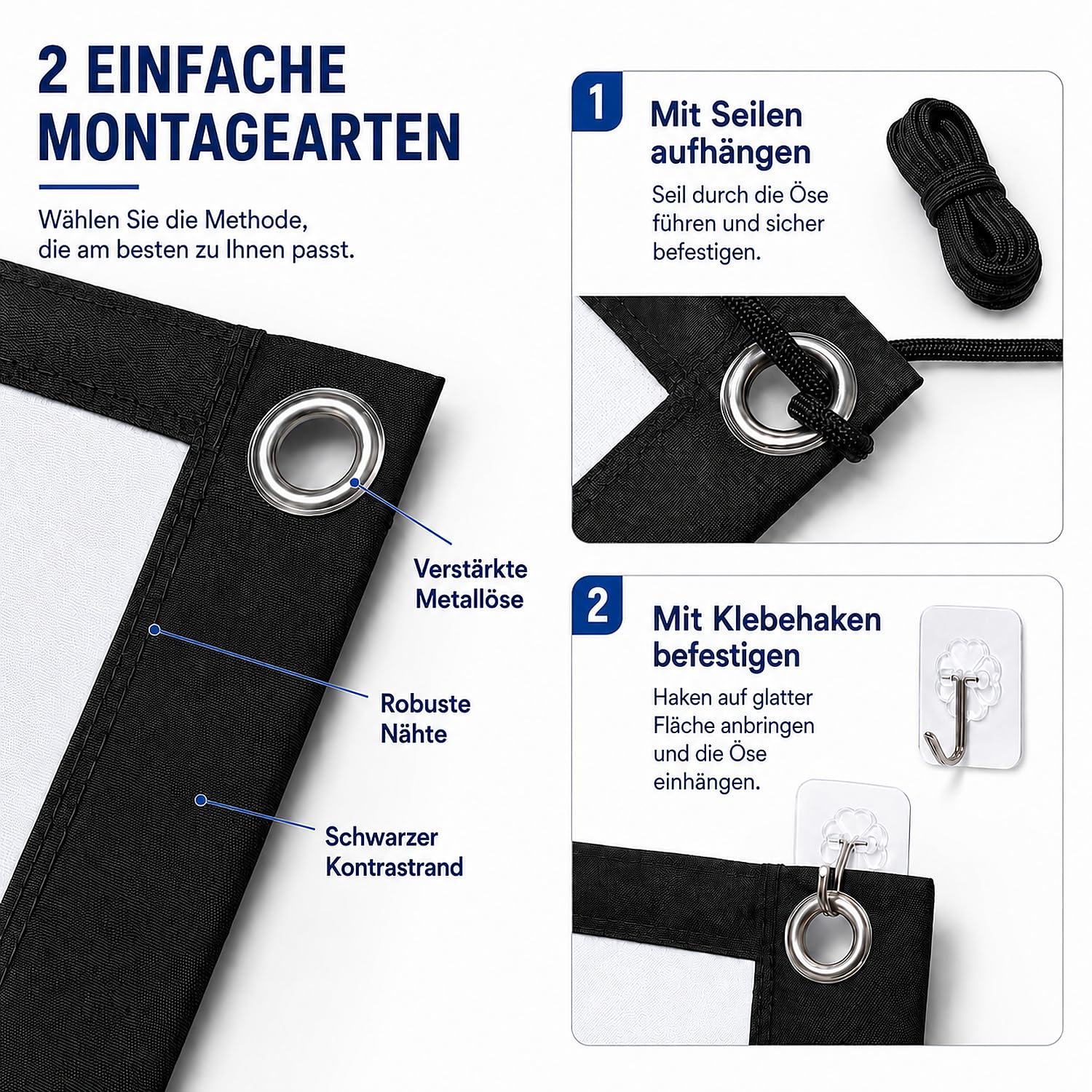 120 Zoll Beamer Leinwand 16:9, Faltbar Faltenfrei Tragbare Projektorleinwand für Heimkino Outdoor Indoor, Unterstützt Beidseitige Projektion, 267cm*150cm