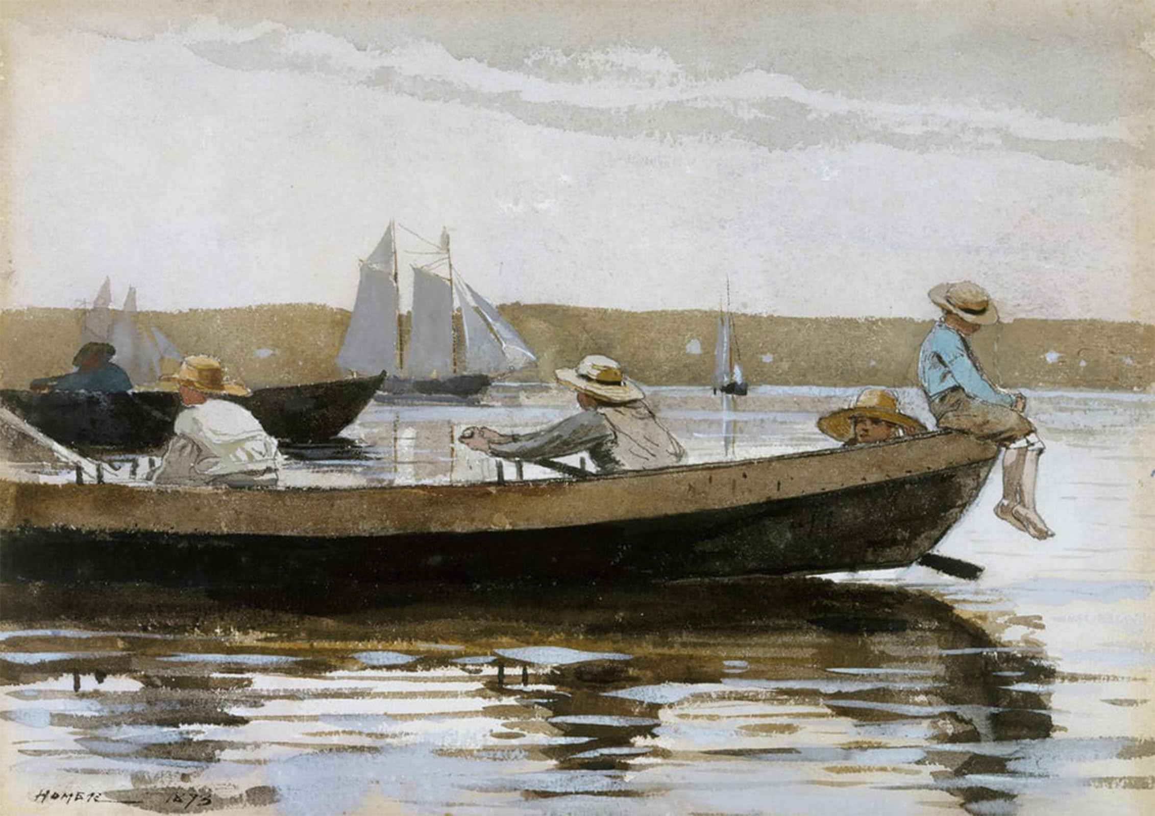 ARTXLXXBN Famous Print Painting Colorful Art Print Boys in a Dory by Winslow Homer Canvas Art Decorations for Home Decor 60x90cm