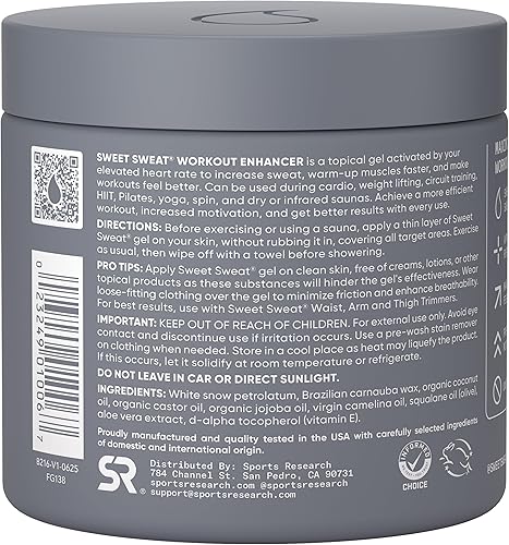 Vista 5 de Sports Research Sweet Sweat 'Workout Enhancer' - Tarro XL de gel – Maximiza tu ejercicio y suda más rápido – 13.5 onzas (Citrus Mint)