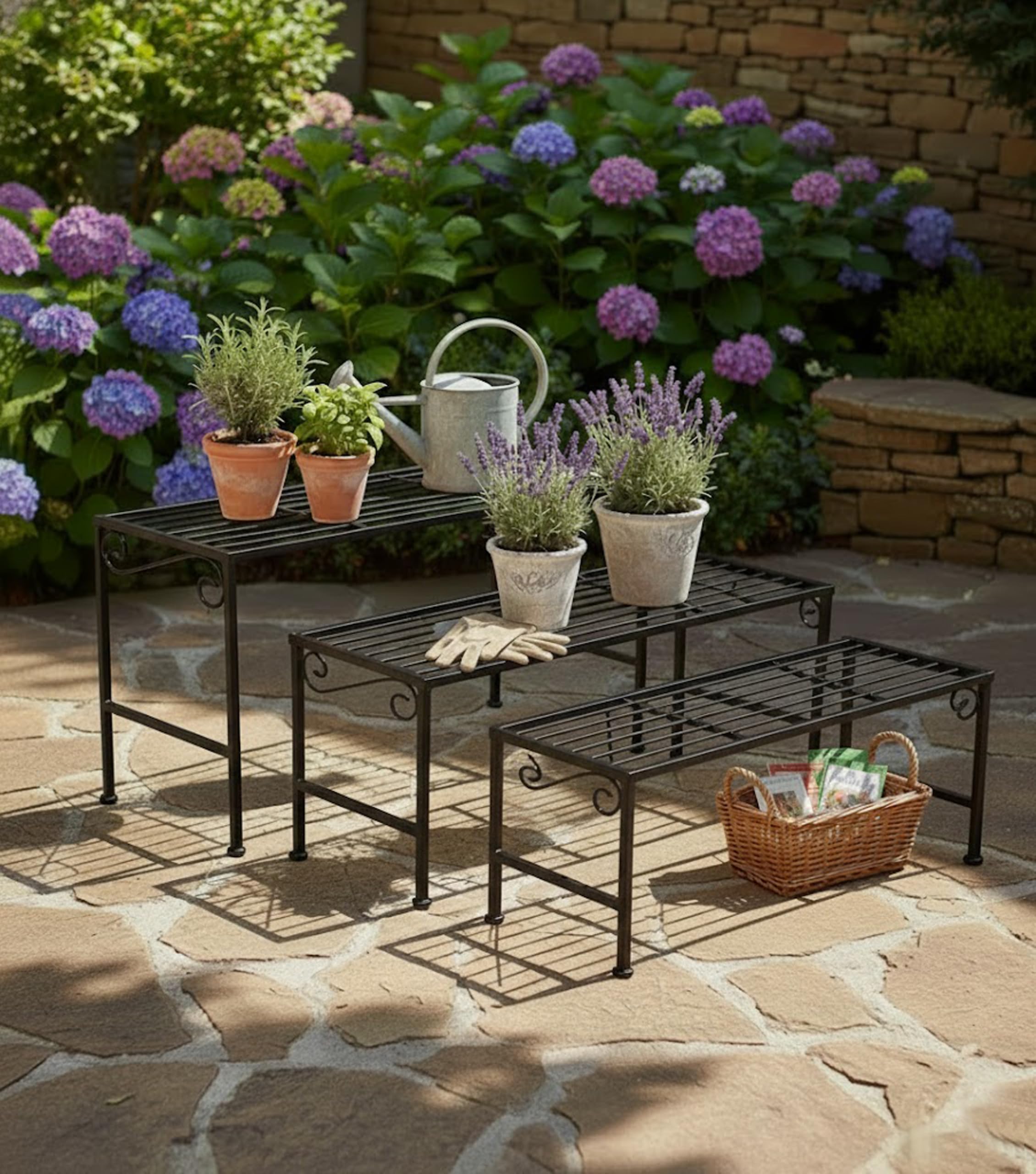PrimoLiving XXL Metall Blumentreppe 3-teilig schwarz