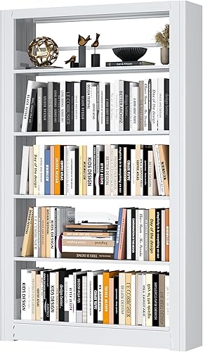 Estantería de 69 pulgadas, estantería de 5 niveles con estantes de almacenamiento ajustables, unidad de pie, estantería alta para oficina en casa,