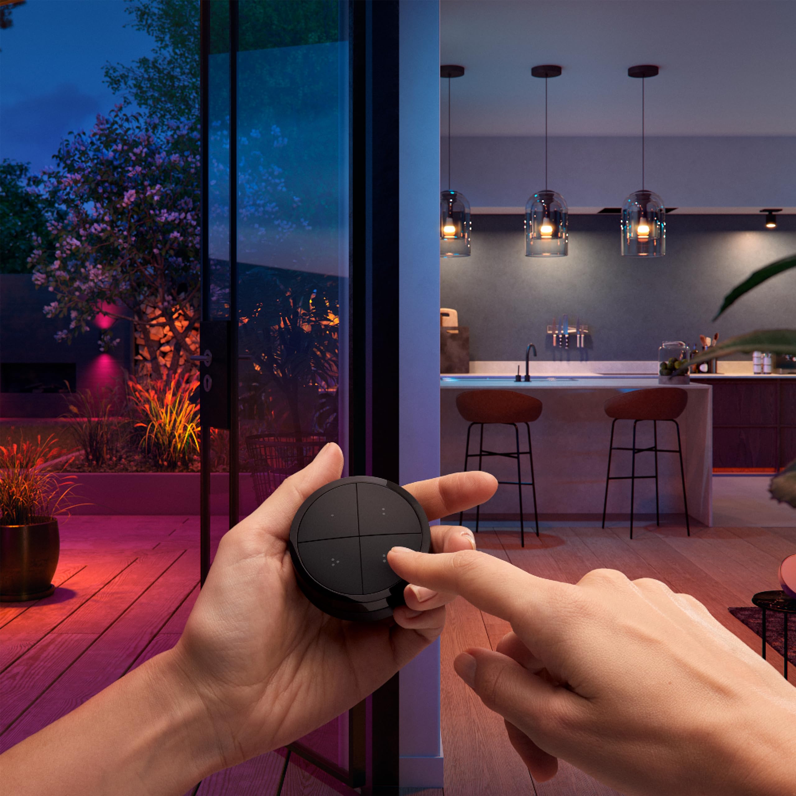Philips Hue Paquete ventaja - GU10 - con 4 focos LED - Luz blanca cálida - Incluye Hue Interruptor rotativo (Negro) - Hue White