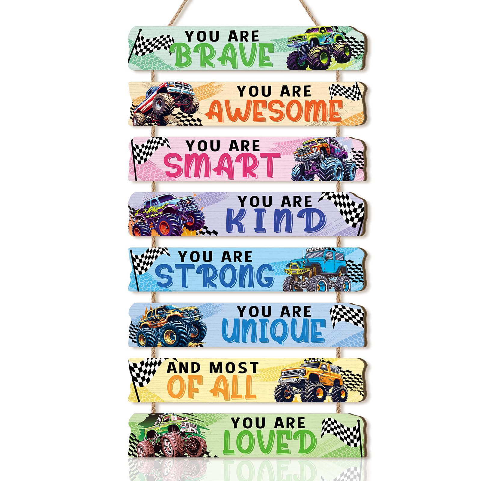ANHUIB Inspirational Quotes Wall Art You Are Kind Motivational Phrases Wall Decor for Boys Car Wall Art Kids Mental Health Affirmations Wood Sign Positive Accessories for Nursery Boys Girls Bedroom — image 1