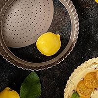 Vista 3 de HAPPIELS - Sartén antiadherente de 9 pulgadas para tartas con fondo extraíble Lata de tarta y quiche estriada libre de PFOA y BPA, no tóxica