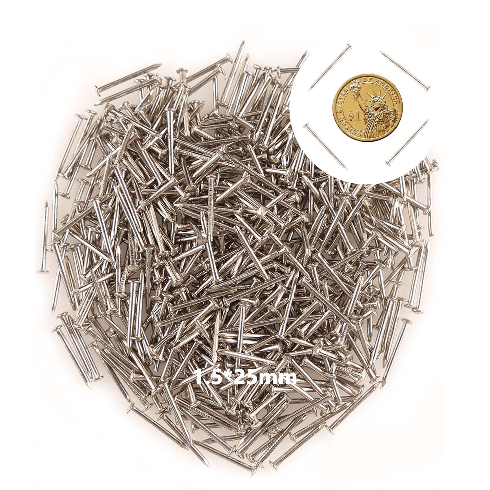 newlng 500pcs Small Nail Round Head Tiny Nails String Art Nails Hand-Made Hardware Accessories Fasteners Mini Nail 1.5mm X 25mm/0.06"X1"(DXL) Silver-image-6