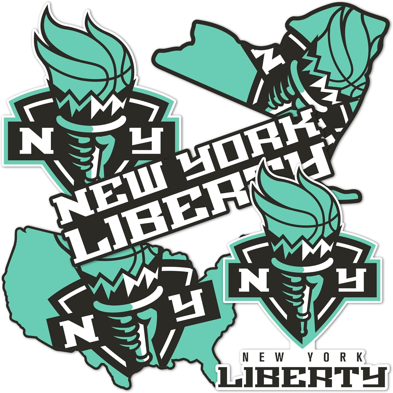 Desert Cactus New York Liberty Sticker WNBA Women's National Basketball Association Officially Licensed Sticker Vinyl Decal Laptop Water Bottle Car Scrapbook (Type 2-2)