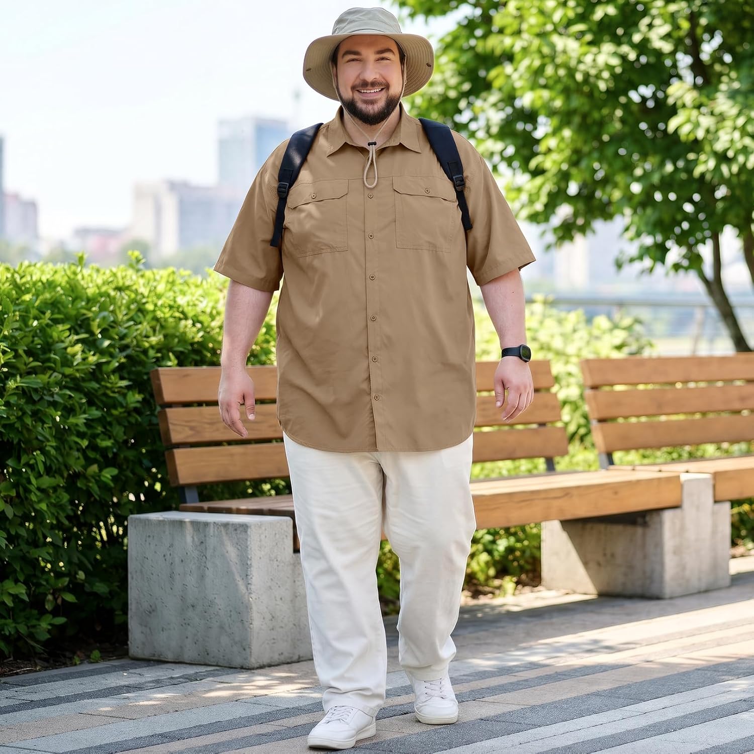 Big and Tall Mens Fishing Shirt UPF 50+ UV Sun Protection Shirt Quick Dry Hiking Safari Shirts