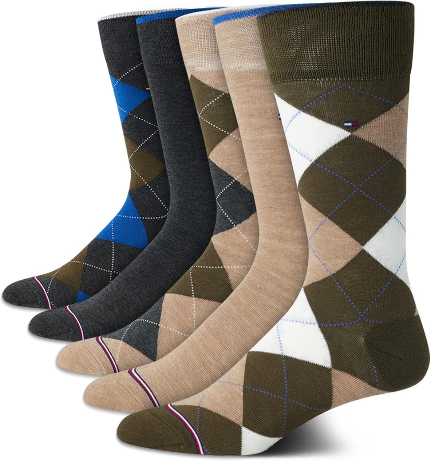 Tommy Hilfiger Mens Dress Socks - 5 Pack Lightweight Patterned Everyday Long Work Socks for Men for Casual & Formal Wear