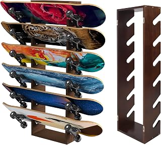 Gtouse Skateboard Racks Wall Mount,6-Layer Skateboard Holder Skateboard Storage Racks Skateboard Wall Mount Display Rack for Deck,Longboard,Standard Skateboards in Home and Garage