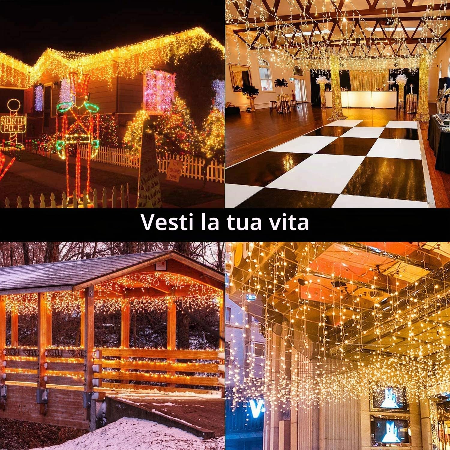 BrizLabs 480 LED Cascata Luci da Esterno, 19M Tenda Luminosa Bianco Caldo Natale Luci Stringa Esterno con 8 Modalità Nataliazie Catena Luminosa Decorazione per Feste, Finestra, Matrimonio, Blacone