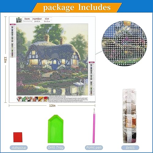 Miniatura 2 de Kits de arte de diamantes de paisaje para adultos pintura de diamante campestre casa de campo DIY 5d Kit de pintura de diamante de taladro completo