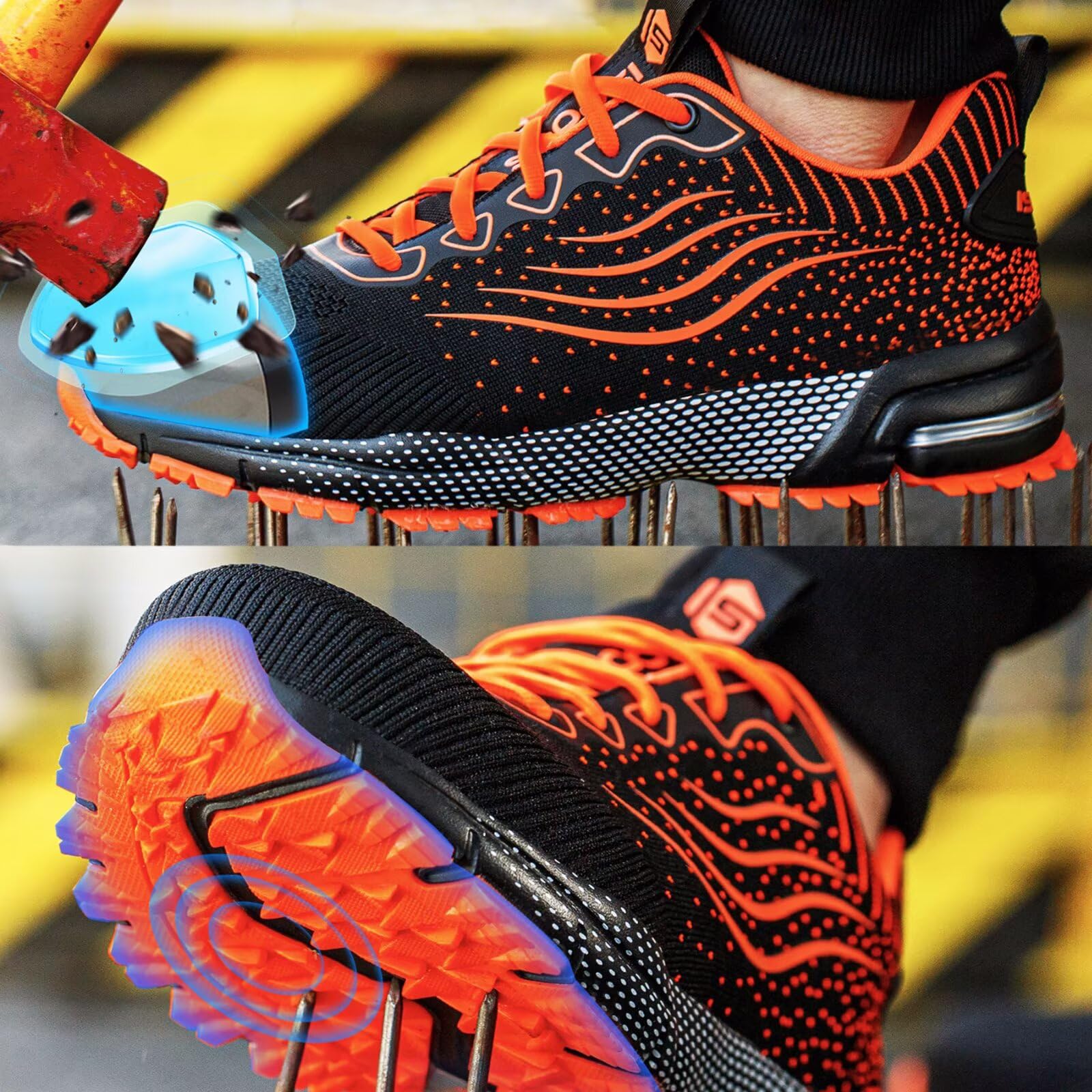 Scarpe Antinfortunistiche Uomo Scarpe da Lavoro Donna Leggere con Punta in Acciaio Traspiranti Scarpe Sicurezza Comode