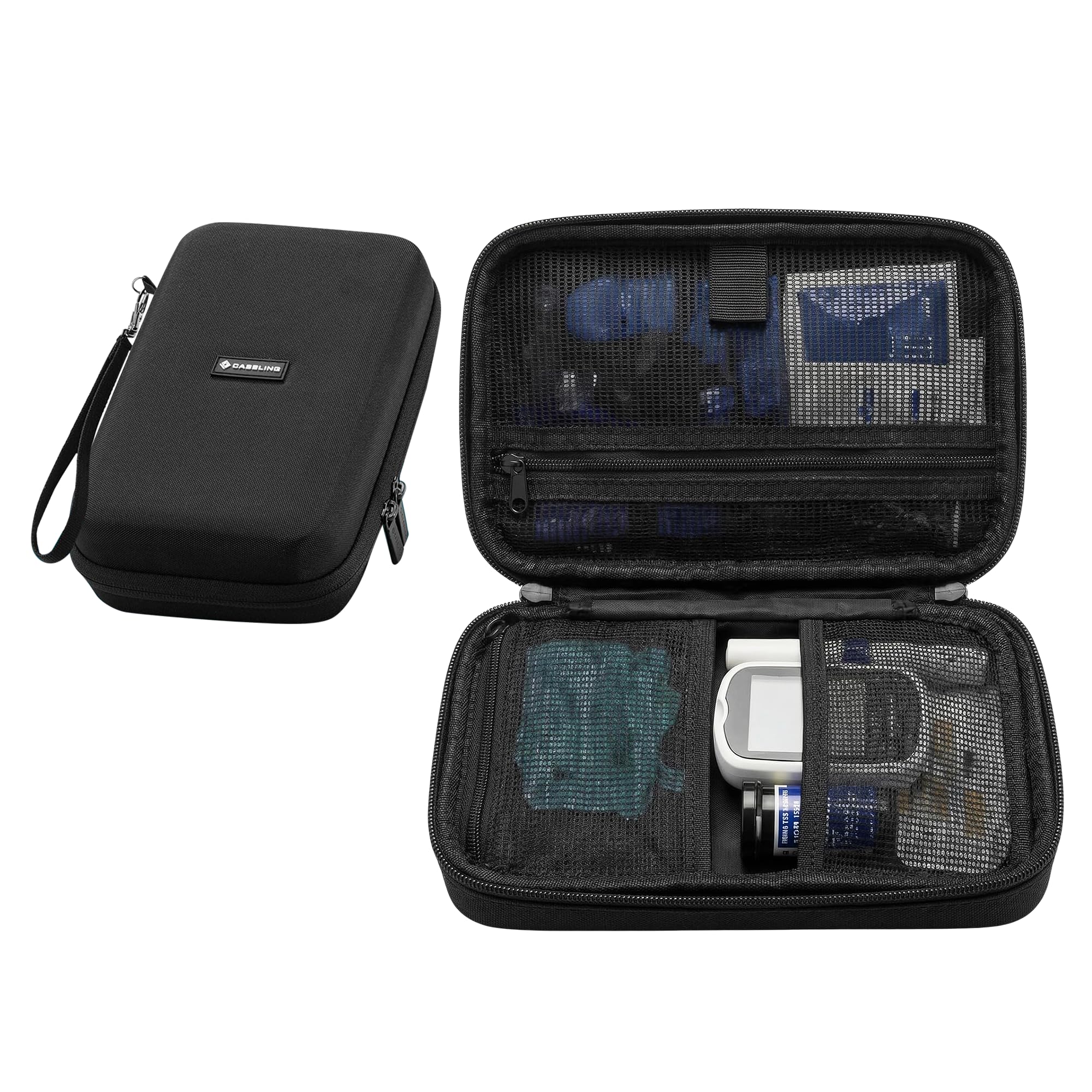 Caseling Uniwersalny organizer elektroniczny/akcesoria twardy organizer podróżny torba do przenoszenia, 25 cm x 14 cm x 7 cm - czarna