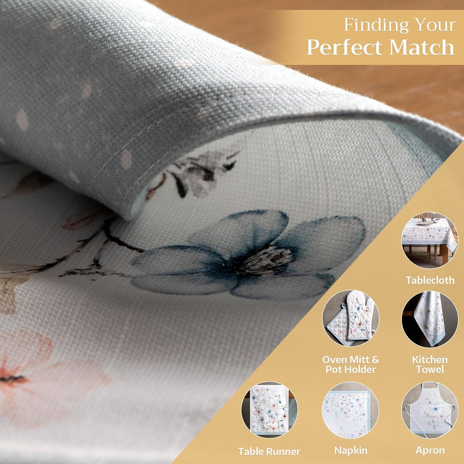 Maison d' Hermine Placemats Set of 4 100% Cotton Washable Cloth Place Mats, Reusable Table Mats for Thanksgiving Christmas Decorations Kitchen Dining Party Wedding Restaurant (Ice Florals, 13" x 19")