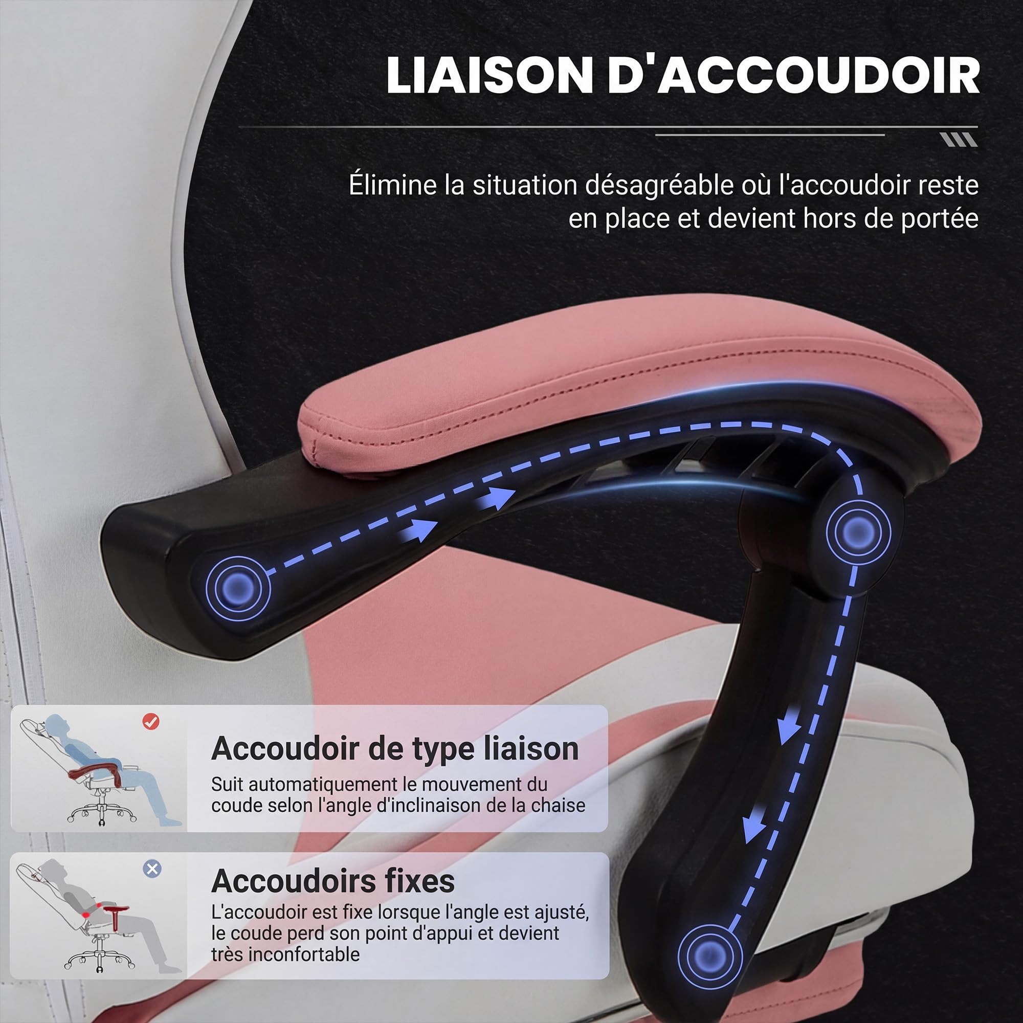 COLAMY Chaise Gamer, Chaise d'ordinateur avec Repose-Pieds et Soutien Lombaire, Chaise de Gaming réglable en Hauteur avec Assise pivotante à 360° et Appui-tête, Chaise PC pour Joueur, Rose