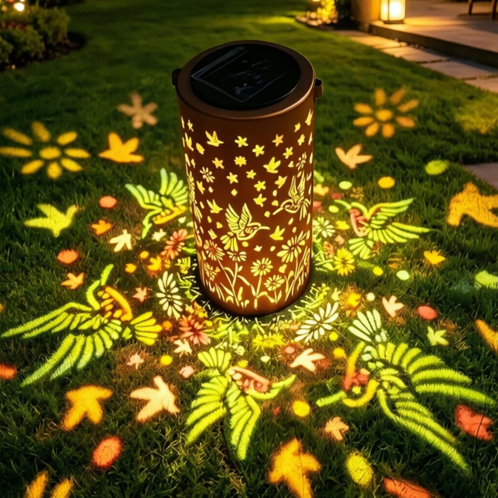 Colorful Hummingbird Solar Light, Outdoor Waterproof, Garden Decorative LED Hummingbird Solar Light, Metal Lantern Outdoor Decoration, Gift for mom, Grandma, Women for Mother's Day(Hummingbird )