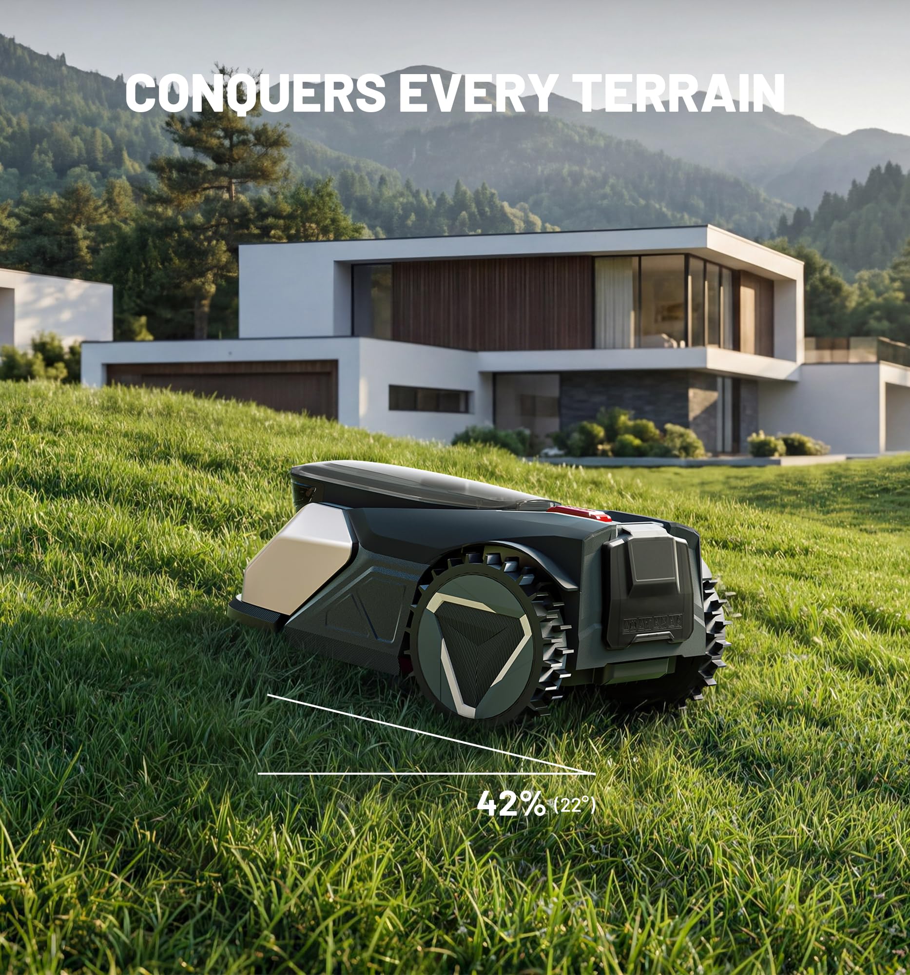 N500 Robot Tondeuse sans Fil périphérique, Recommandé 500 m², Cartographie IA Vision sans RTK, évitement Intelligent des Obstacles