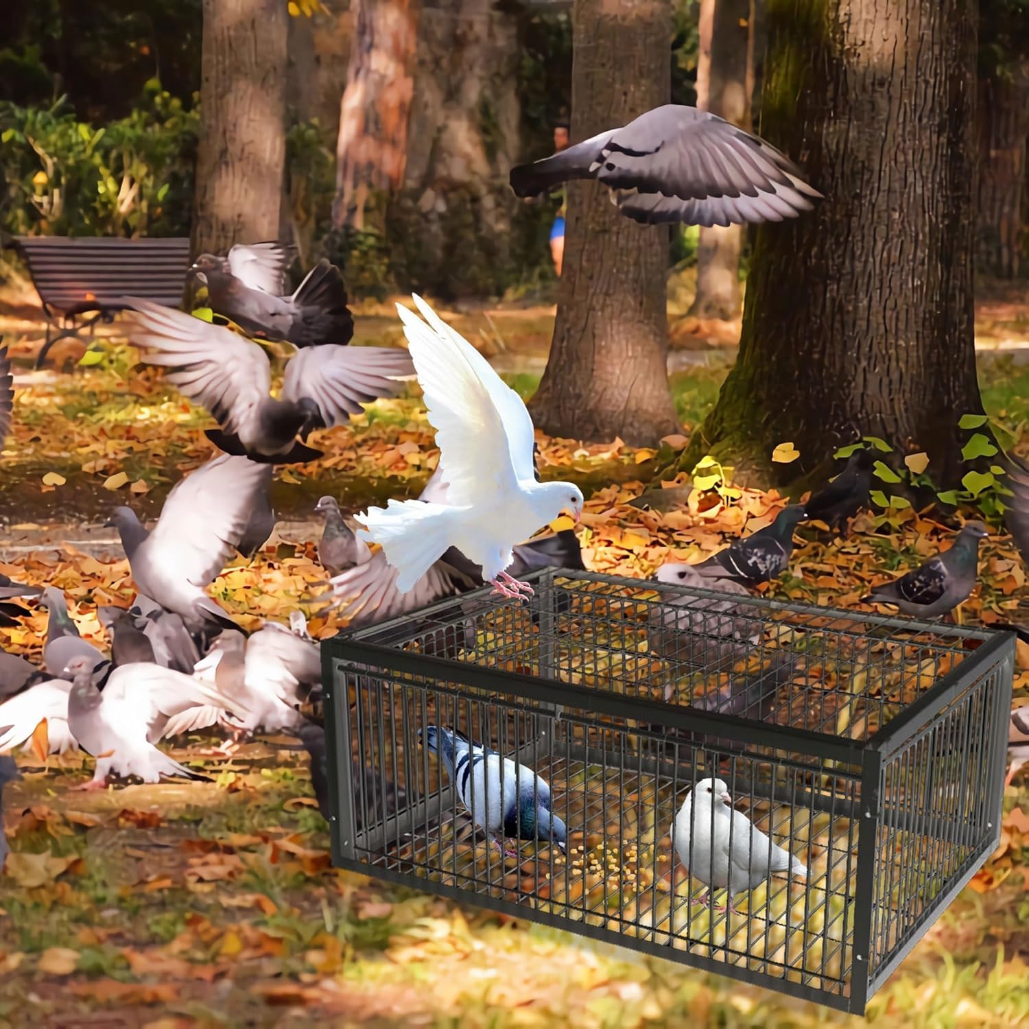 Trampa para Pájaros, Trampa para Palomas con Entrada Unidireccional, Trampa para Animales, Jaula Fácil De Montar, Jaula para Palomas, Cifrado De 2 Cm, Diseño Antie, One Color, 40x40x26CM