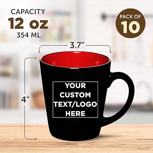 Miniatura 6 de Tazas de café con leche de cerámica personalizadas, 12 onzas, juego de 10, paquete personalizado a granel, perfectas para café, té, expreso, cacao
