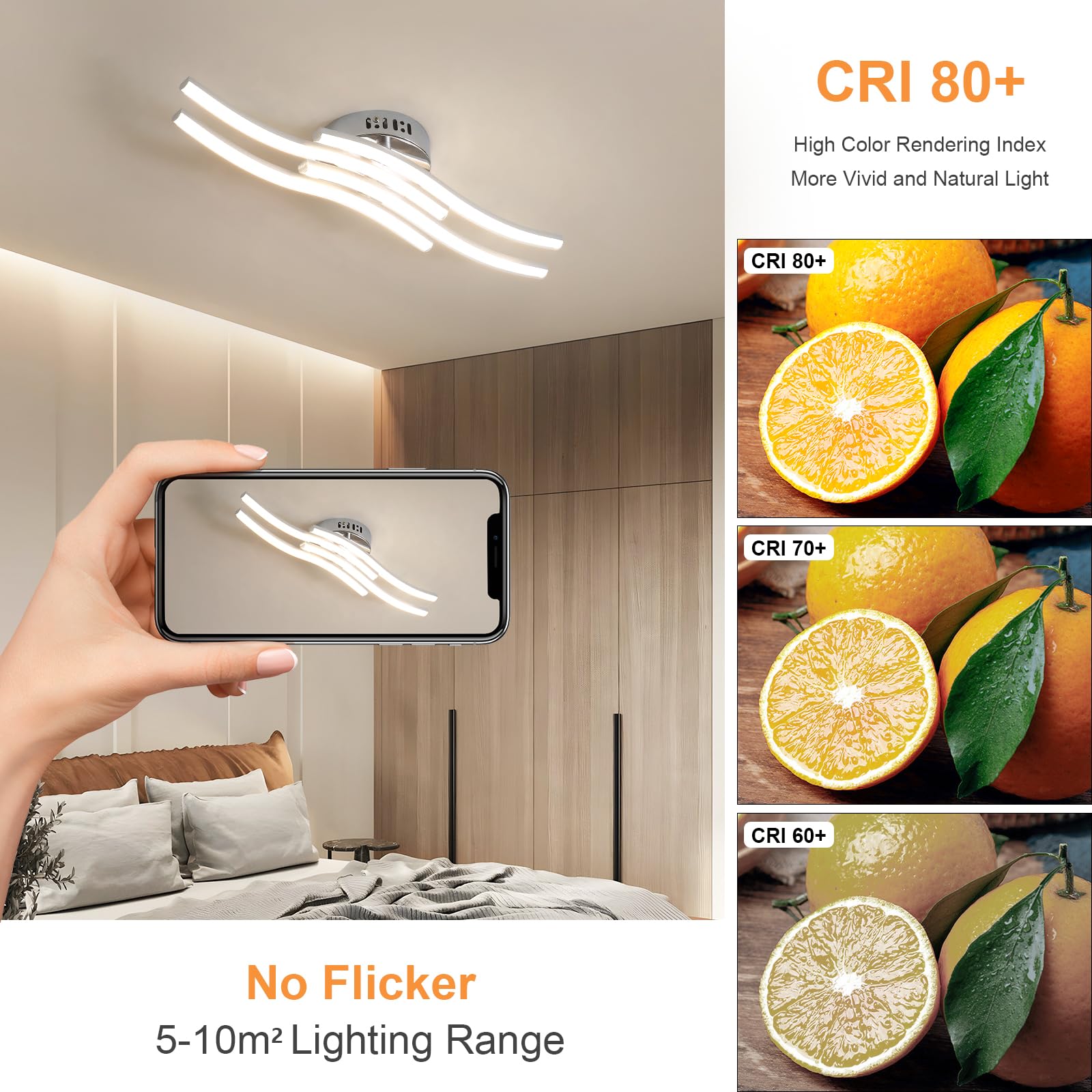 Osairous Plafoniera LED Soffitto Moderno, 24W 2300LM Lampada da Soffitto in Acrilico, Luce Bianca Neutra 4000K per Soggiorno Camera da Letto Cucina e Ristorante,53CM
