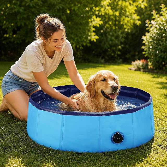 Foto 2 de 8 de Fudajo Piscina para Perros 60 x 20 cm Plegable y Antideslizante Material Resistente de 3 Capas fácil Drenaje…