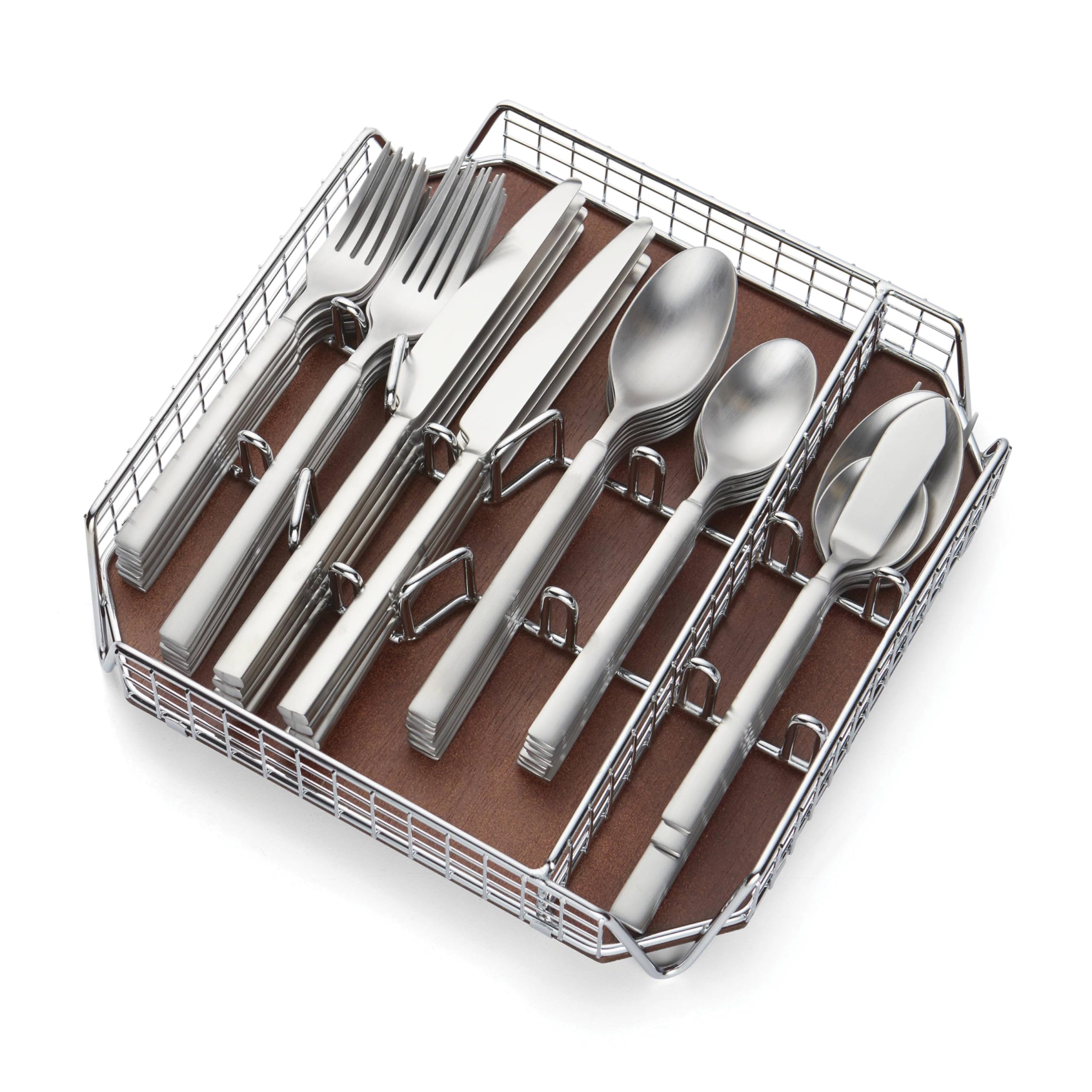 Amazon.com: Cambridge 347545BR Gailann Satin 45-Piece Flatware Set