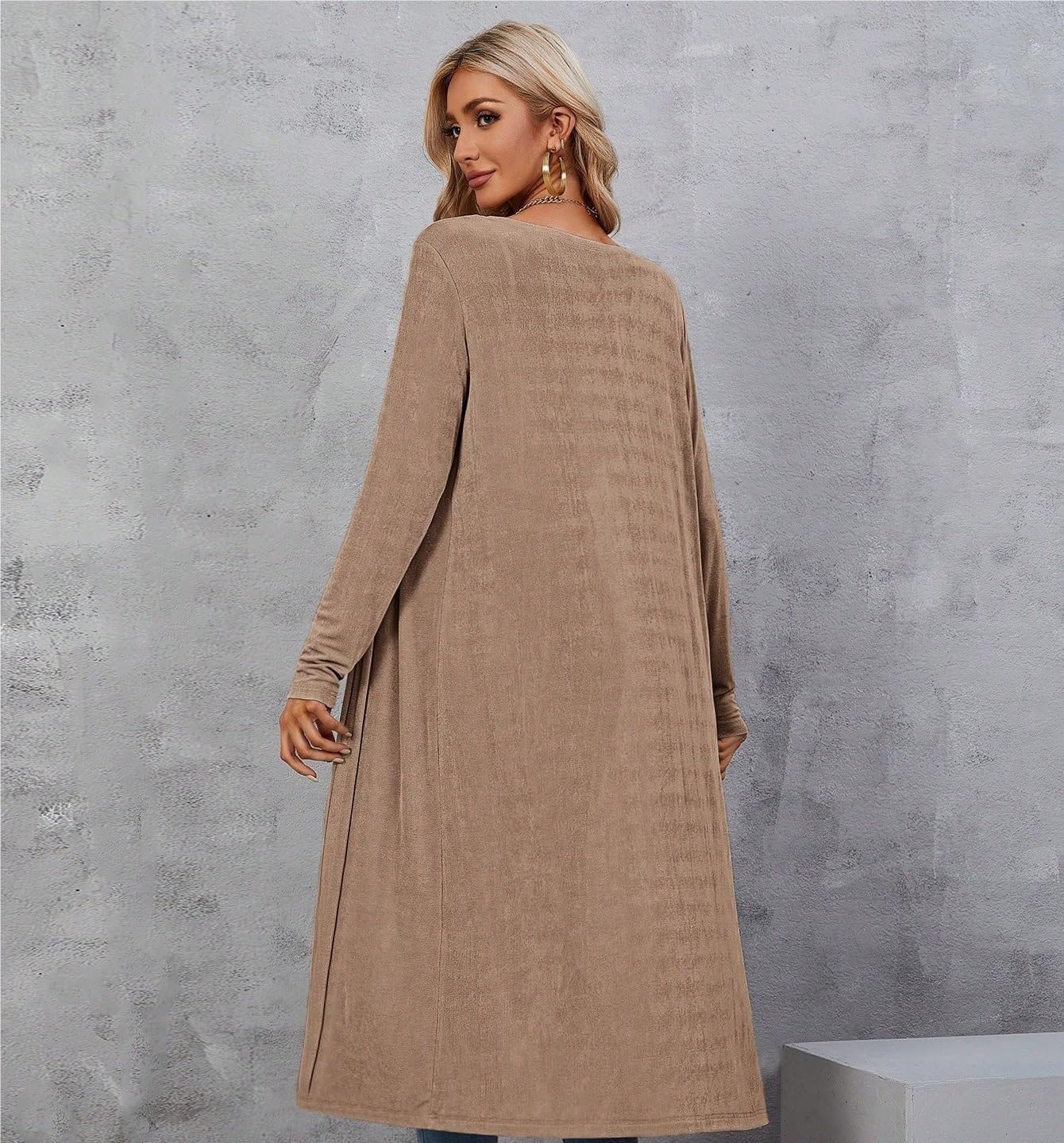 Women's Coat Trench Jacket Autumn Cardigan,Long Open Front Knitted Sweater Coat