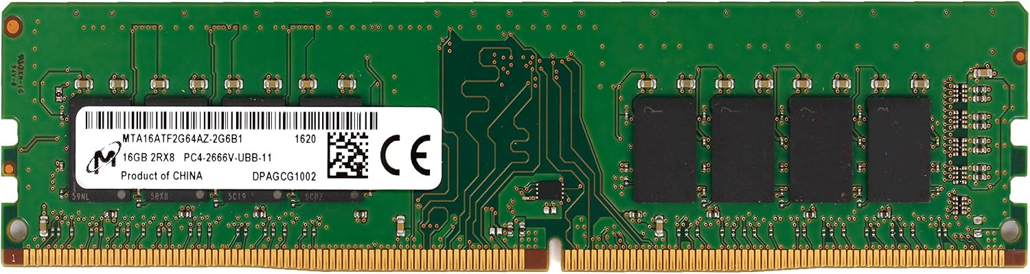 MICRON 16GB PC4-2666V-U UNBUFF Non ECC 2RX8 Memory UDIMM MTA16ATF2G64AZ-2G6B1