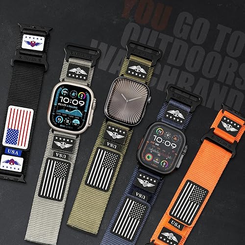 Miniatura 2 de Rugged Nylon para Correa de Apple Watch para Hombres Series 11/10/9/8/7/6/SE/5/4/3/2/1 iWatch Bands para Hombre, Correa de Muñeca Ajustable de