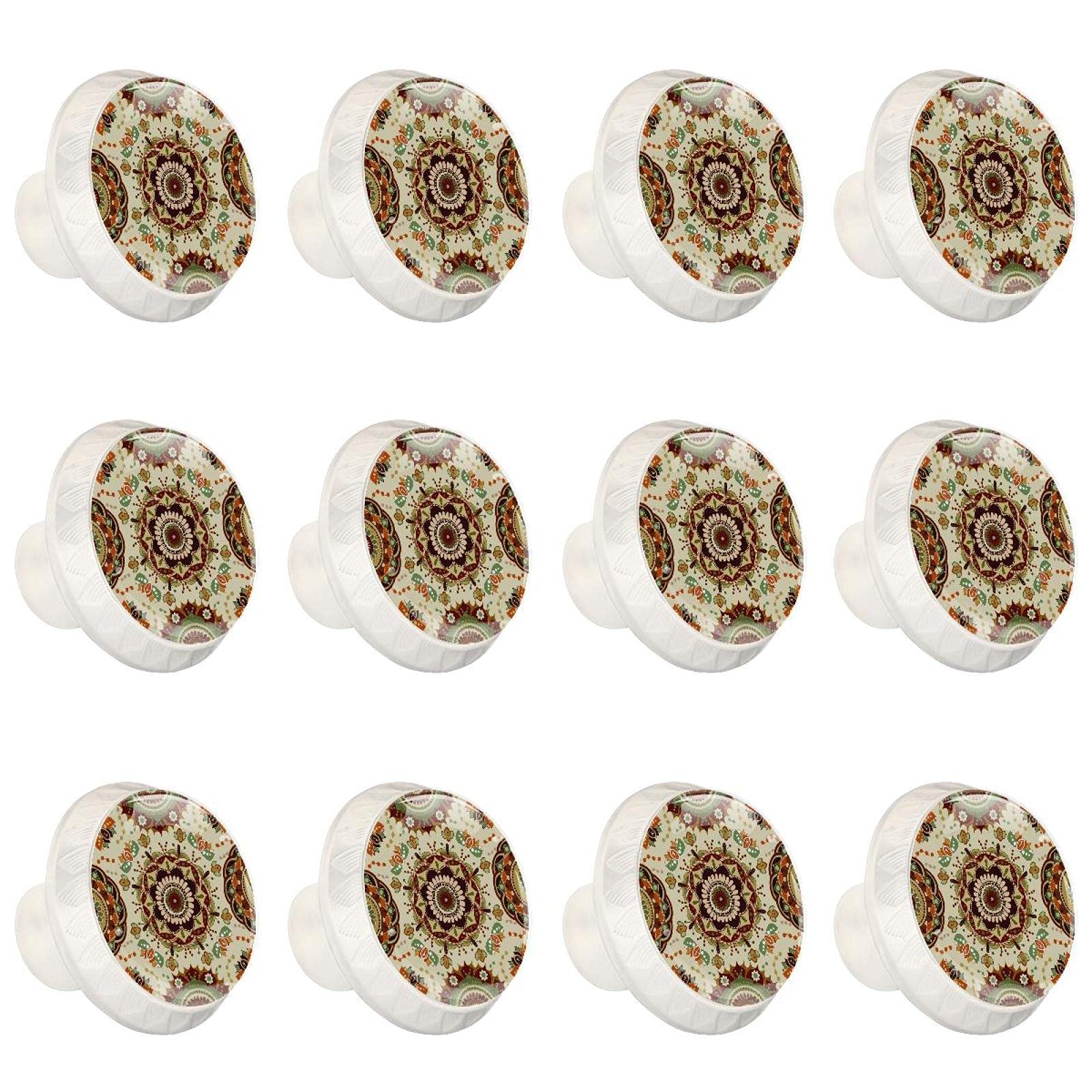 Boutons d'armoires de cuisine finition soignée Mandala floral poignée de tiroir en lot de 12