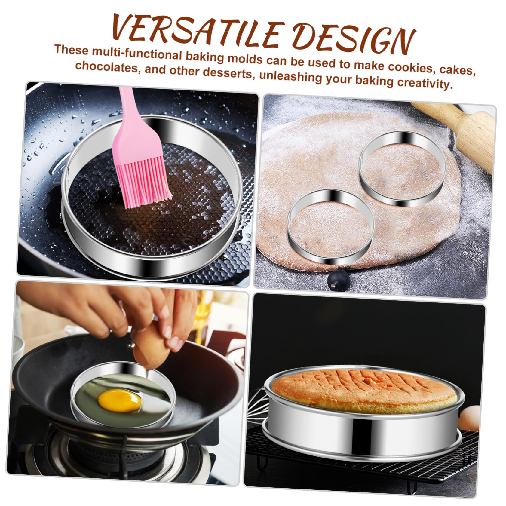 Mobestech Molde Para Pastel De Galletas Redondo Acero Inoxidable Para Hornear Tartas y Galletas Con Rizados