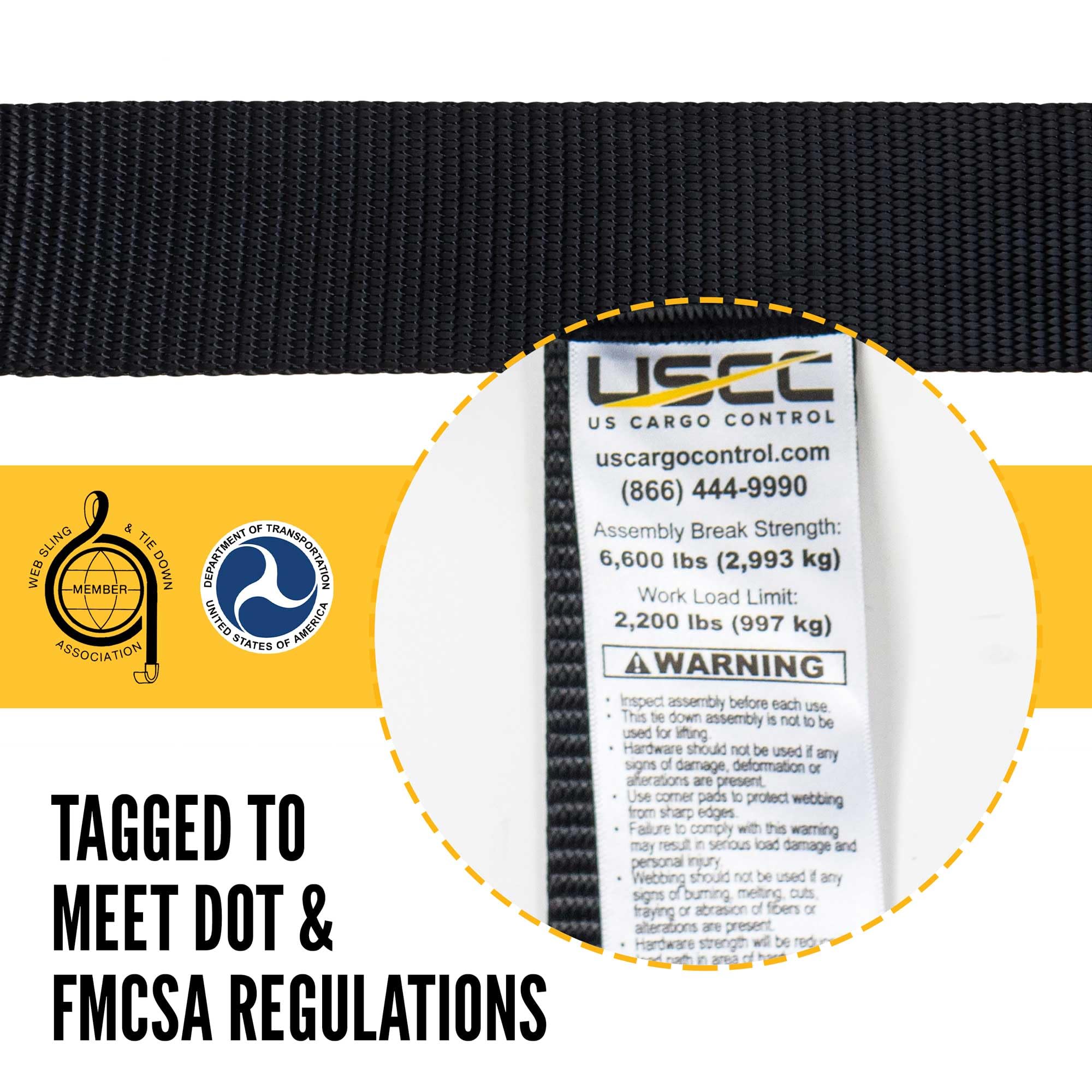 US Cargo Control, Endless Ratchet Straps, 2 Inch Wide X 15 Foot Long, Black Ratchet Straps, Stainless Steel Ratchet Tie Down, Endless Cargo Straps, Dependable Utility Strap for Cargo Bundling