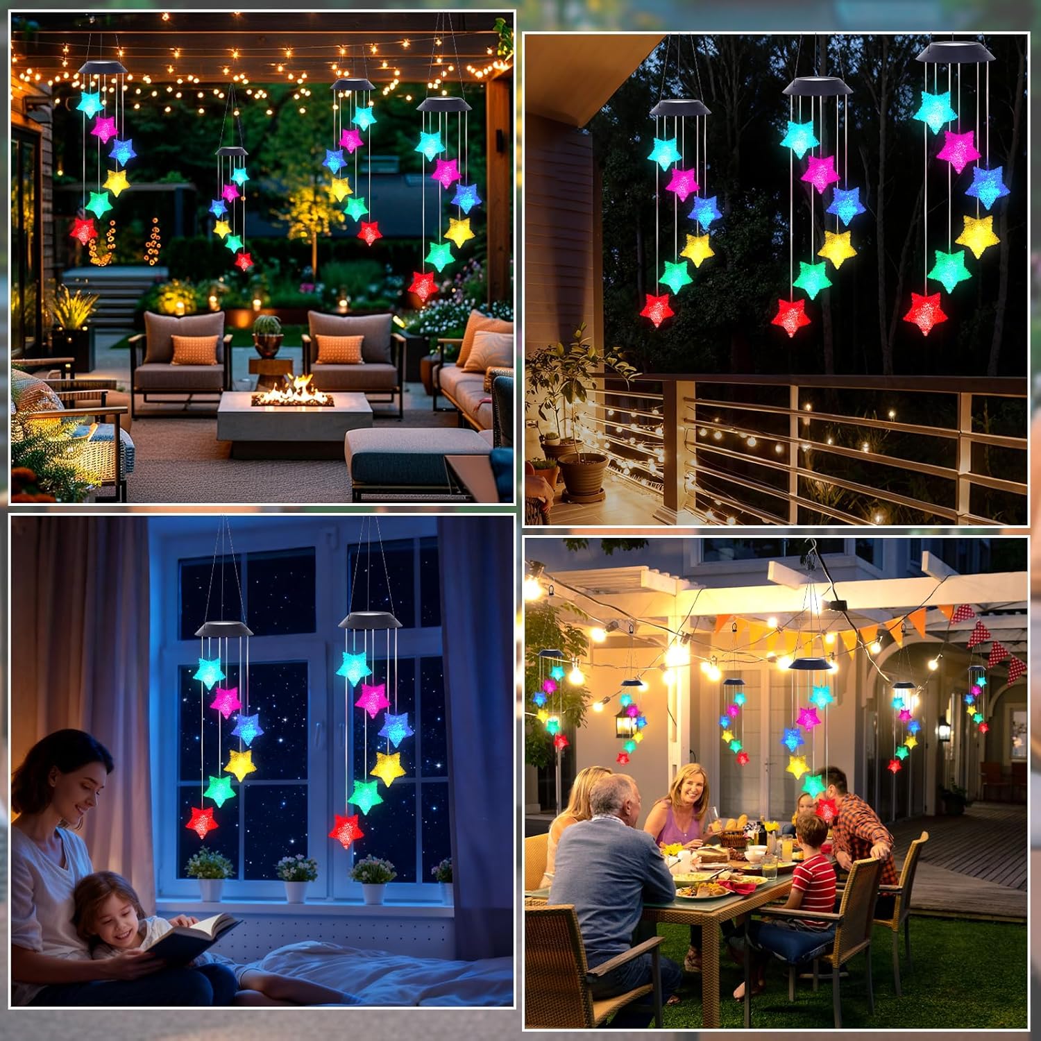 LOMOHOO Solar Star Wind Chimes Outdoor Color Changing Lights, Gift for Women Mom Grandma, Waterproof Solar Wind Chime for Outside, Decorative Mobile LED Lights for Garden Patio Yard Porch Decor - Image 7