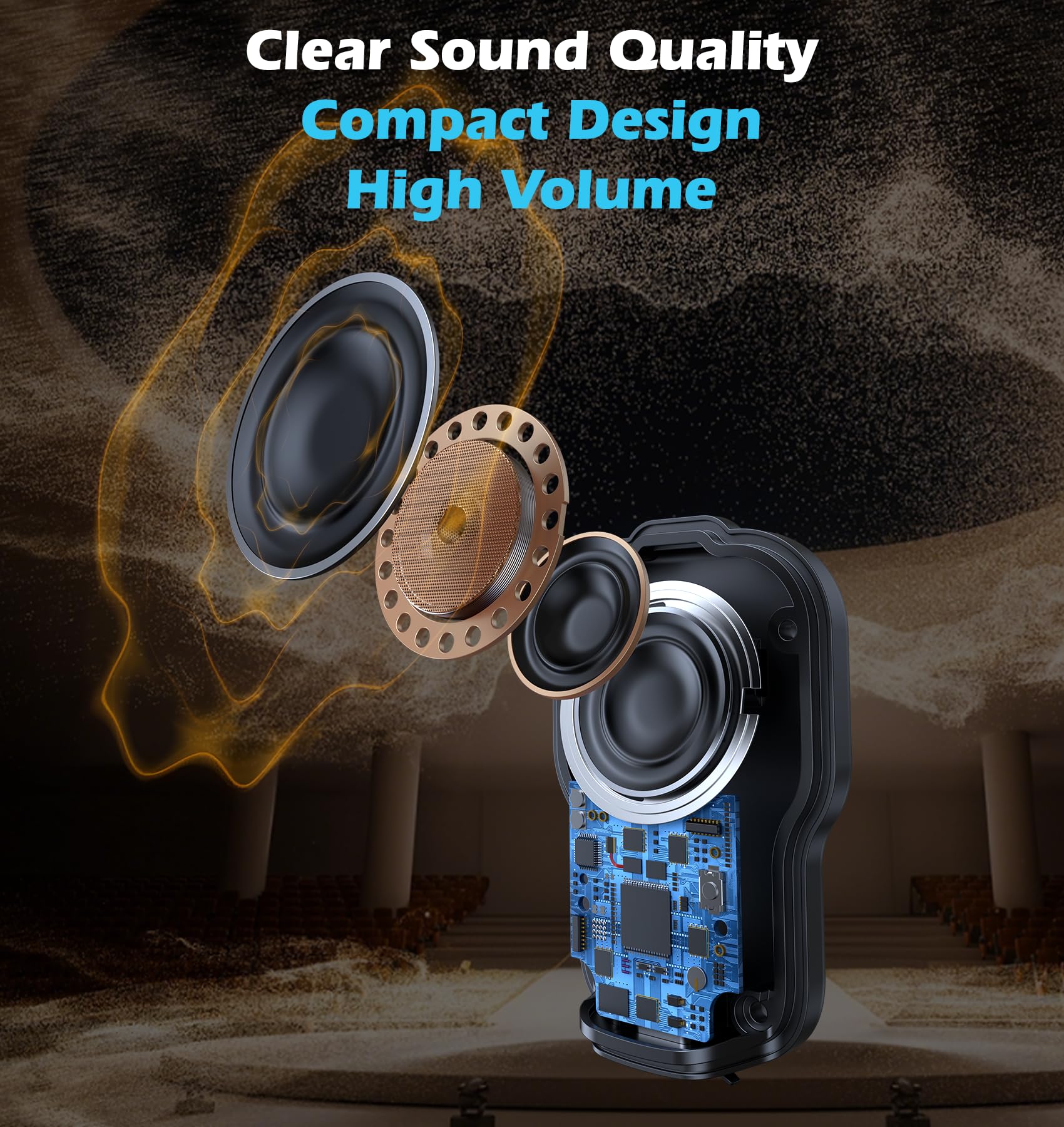 KAIY Altoparlante Bluetooth indossabile, altoparlante portatile wireless IPX6, impermeabile IPX6, microfono integrato per musica e chiamate in vivavoce, 10 ore di autonomia, mini regali per uomini e