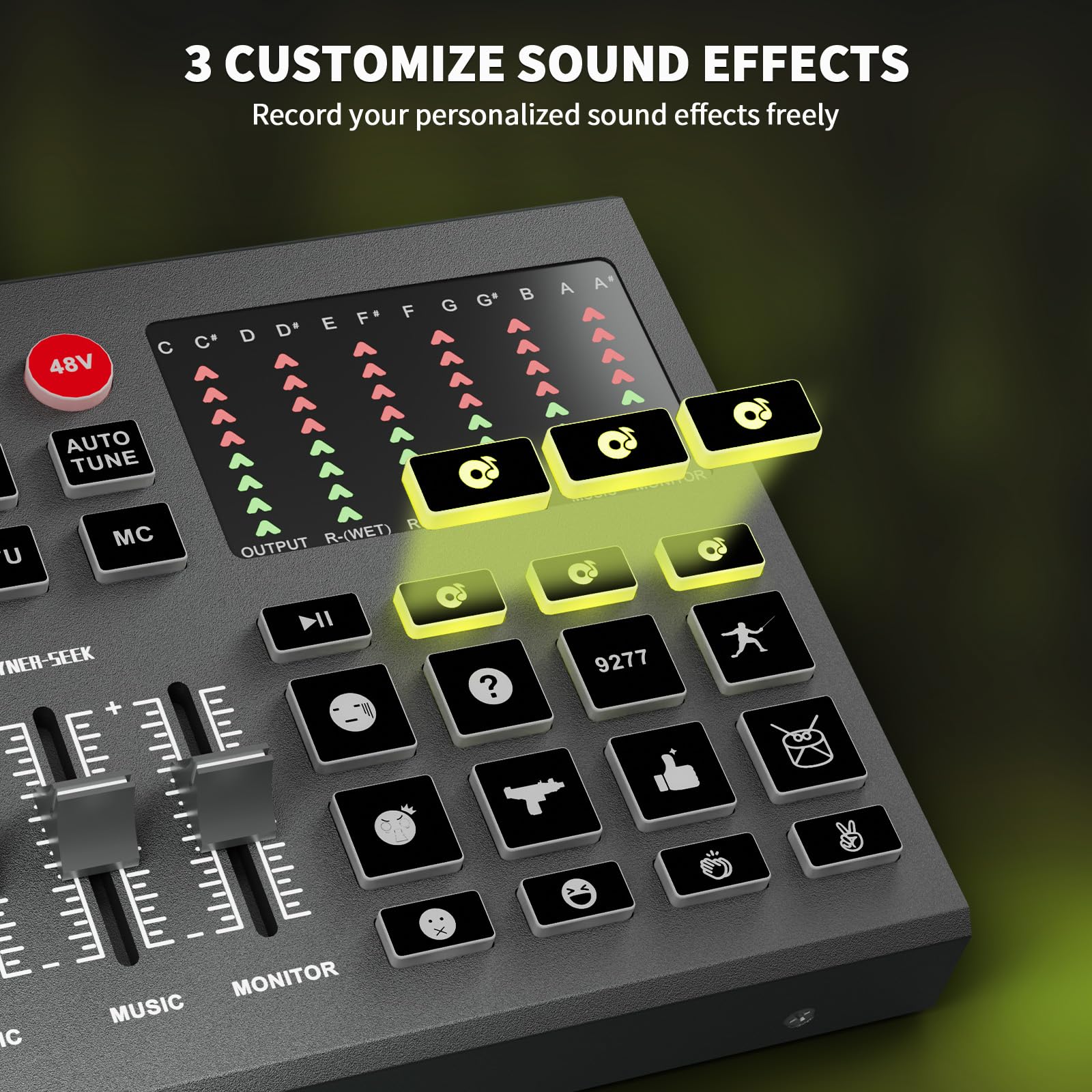 Podcast Equipment Bundle, 48V Kondensatormikrofon mit Streaming-Audio-Schnittstelle für Podcast-Aufnahme, Streaming, Gaming, Soundboard mit Sprachwechsel, Denoise PC, Smartphone, Tiktok