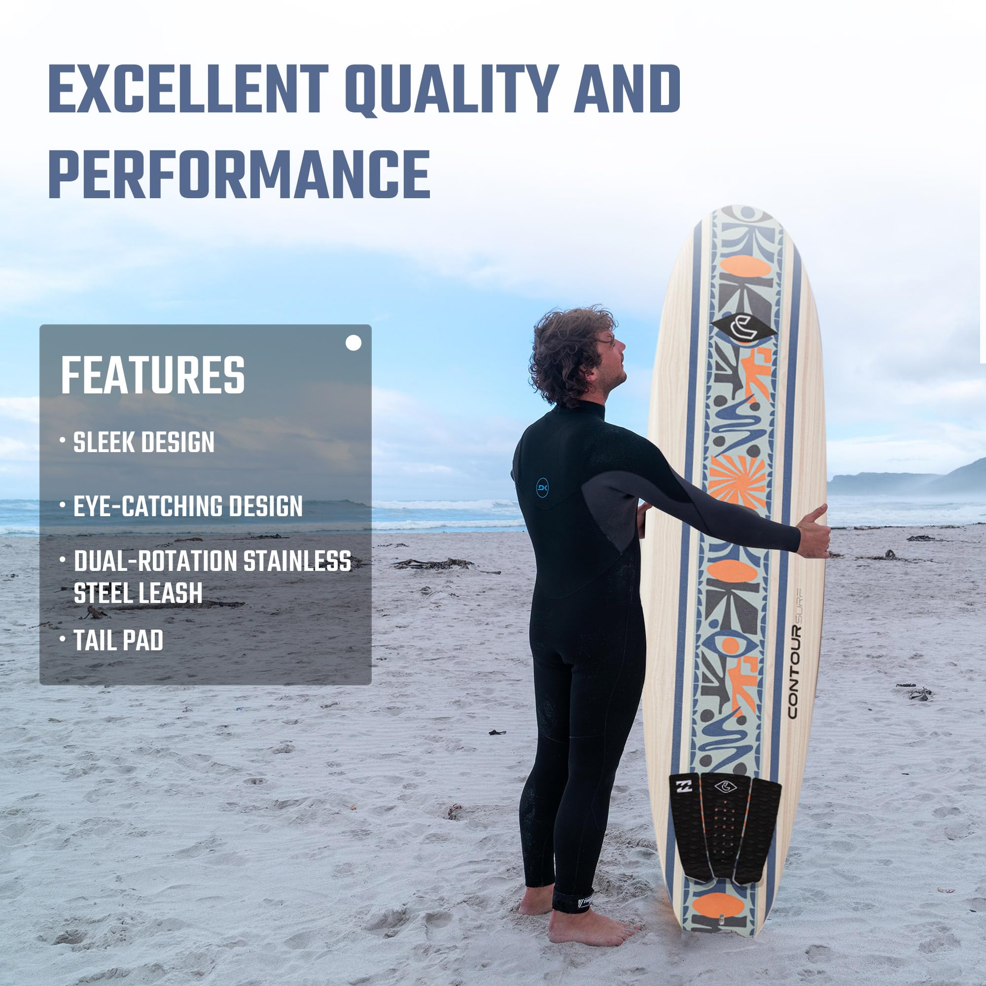 Amazon.com : Billabong x CONTOUR SURF Aero 7ft Soft Top Foam