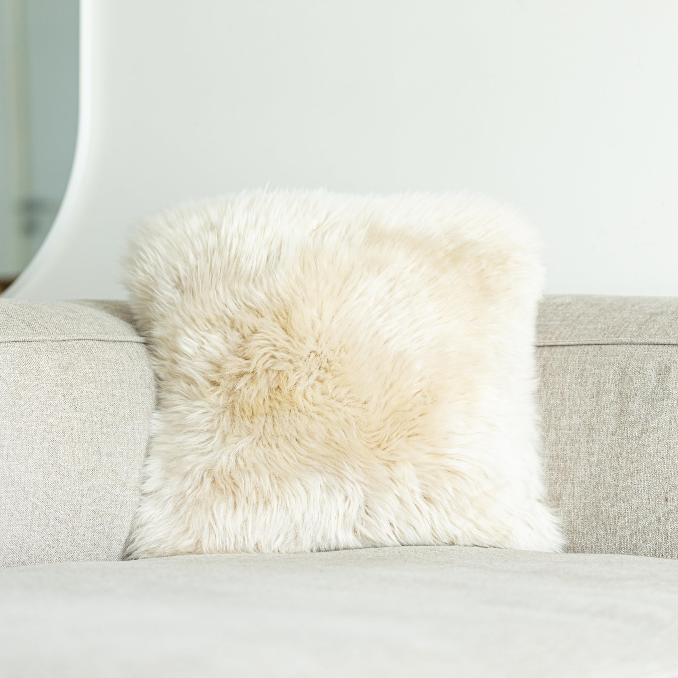 Nordic Sheep Fluffy Sheepskin Cushion Covers 40x40cm, Beige