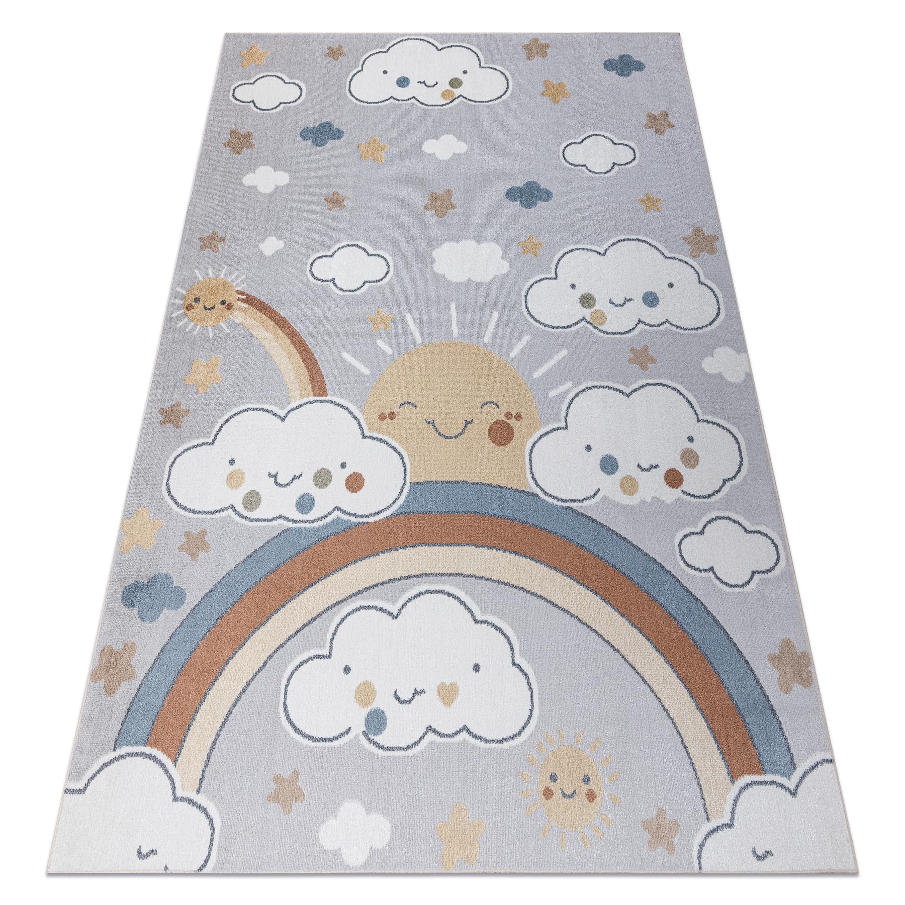 Tapis pour enfants Bono gris clair ciel nuage 280x370 cm pour chambre ado